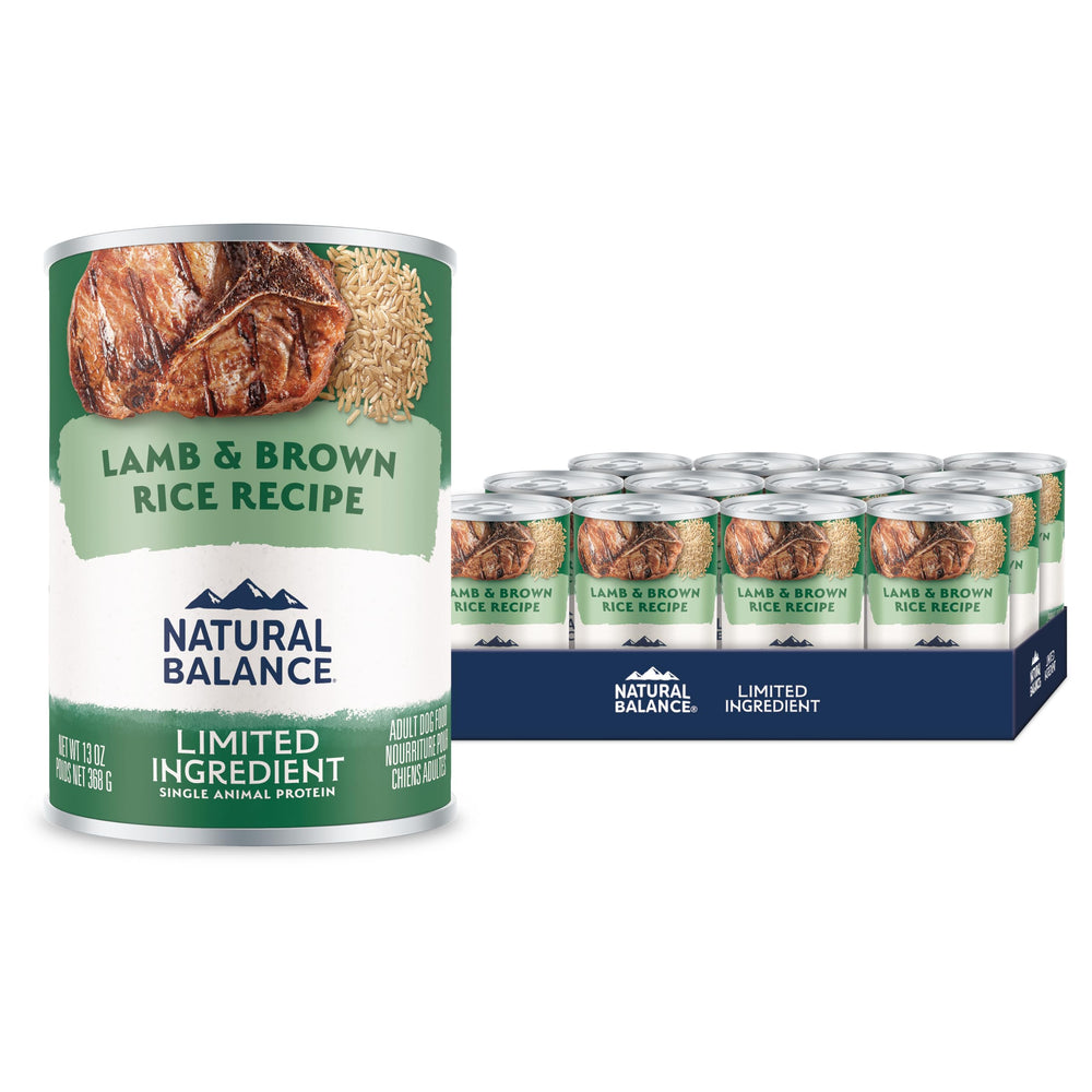 Natural Balance LID Lamb & Brown Rice canned dog food pack of 12.
