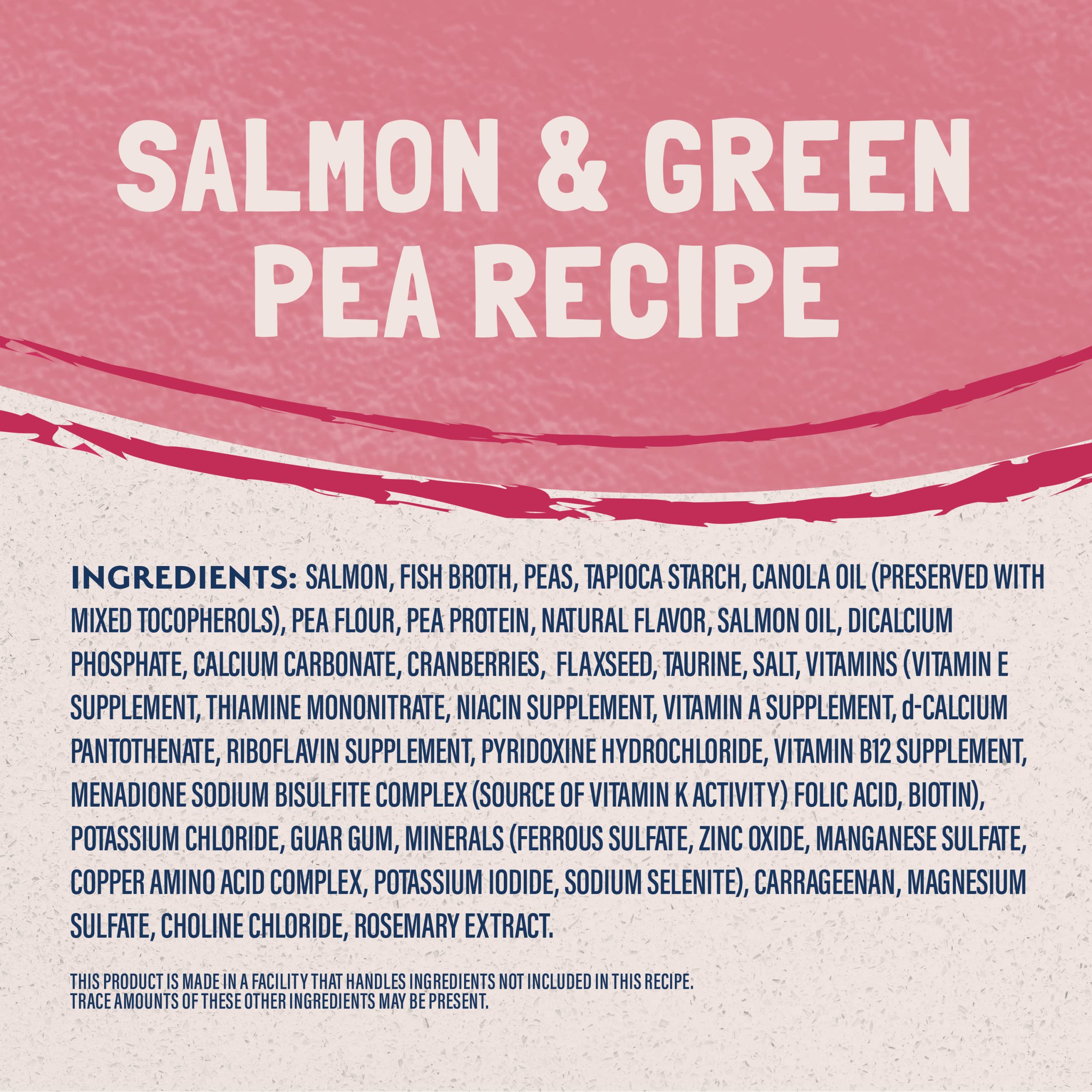 Close-up of salmon morsels in Natural Balance cat food can highlighting single-protein formula.
