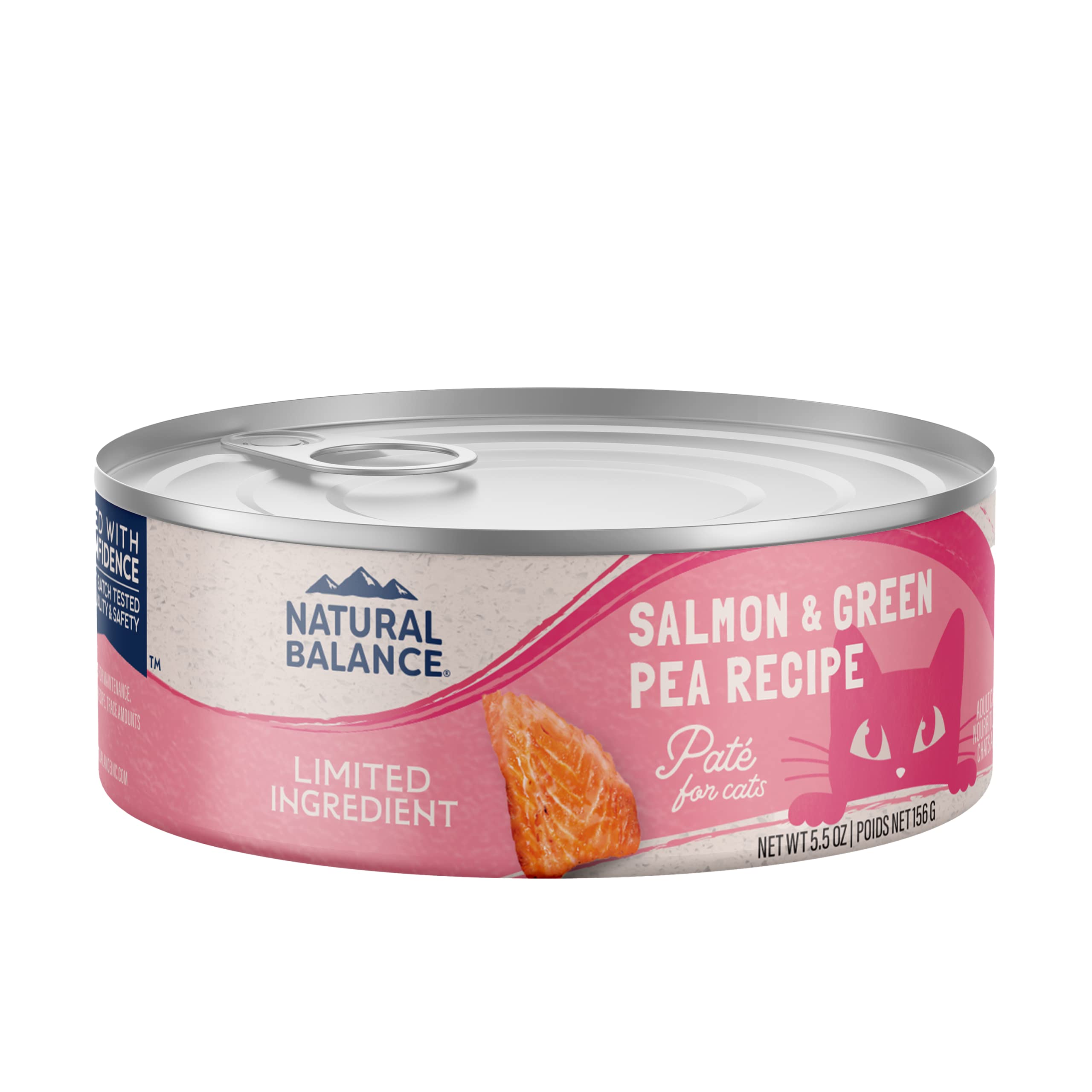 Natural Balance Limited Ingredient Salmon and Green Pea canned cat food pack with 24 cans for easy meals.