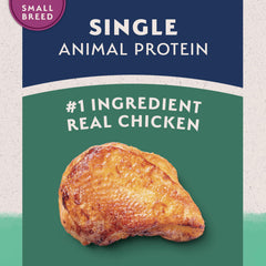 Natural Balance L.I.D. small breed chicken bites emphasize single-protein source.