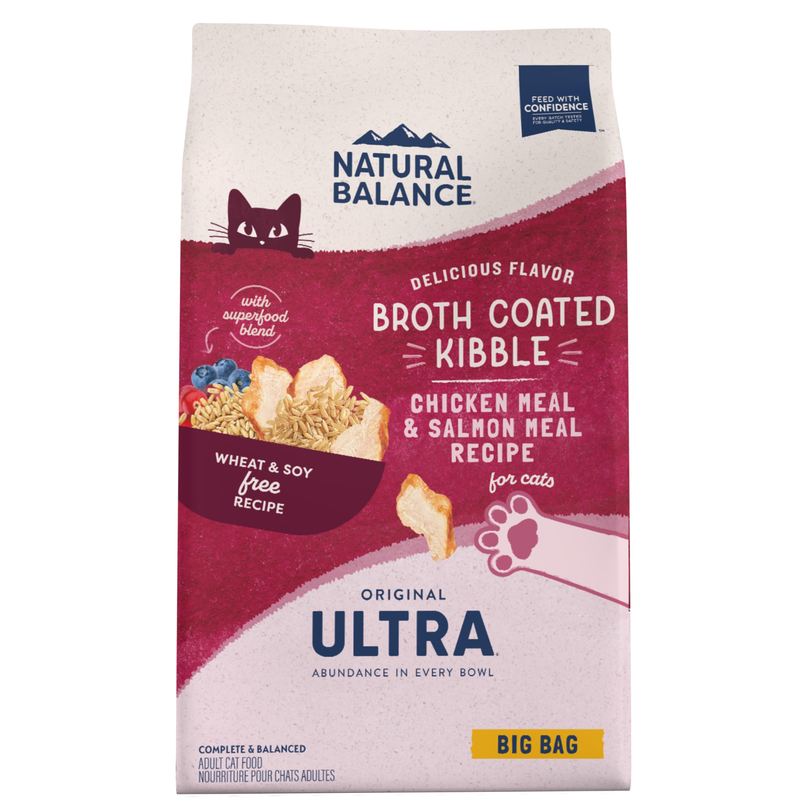 Natural Balance Original Ultra Dry Cat Food bag displaying premium ingredients and labeling.