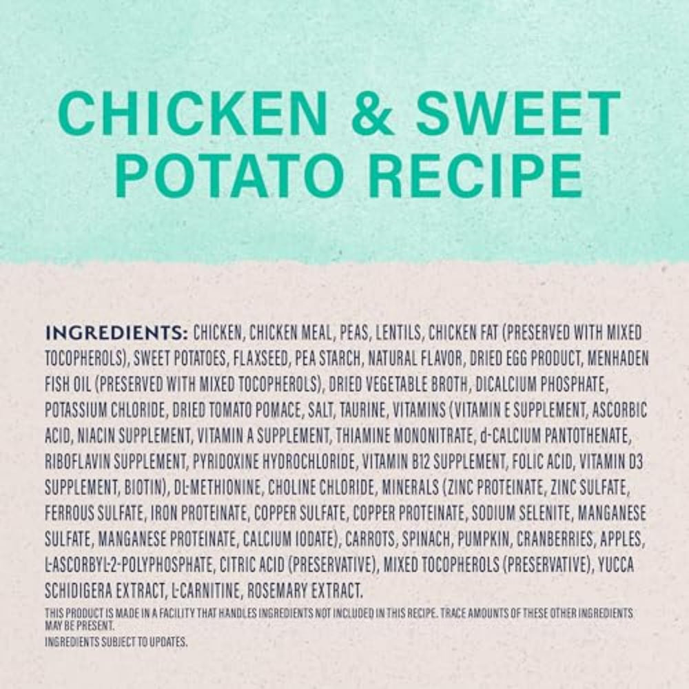 Natural Balance Ultra Grain Free chicken kibble bites are easy to portion and palatable.