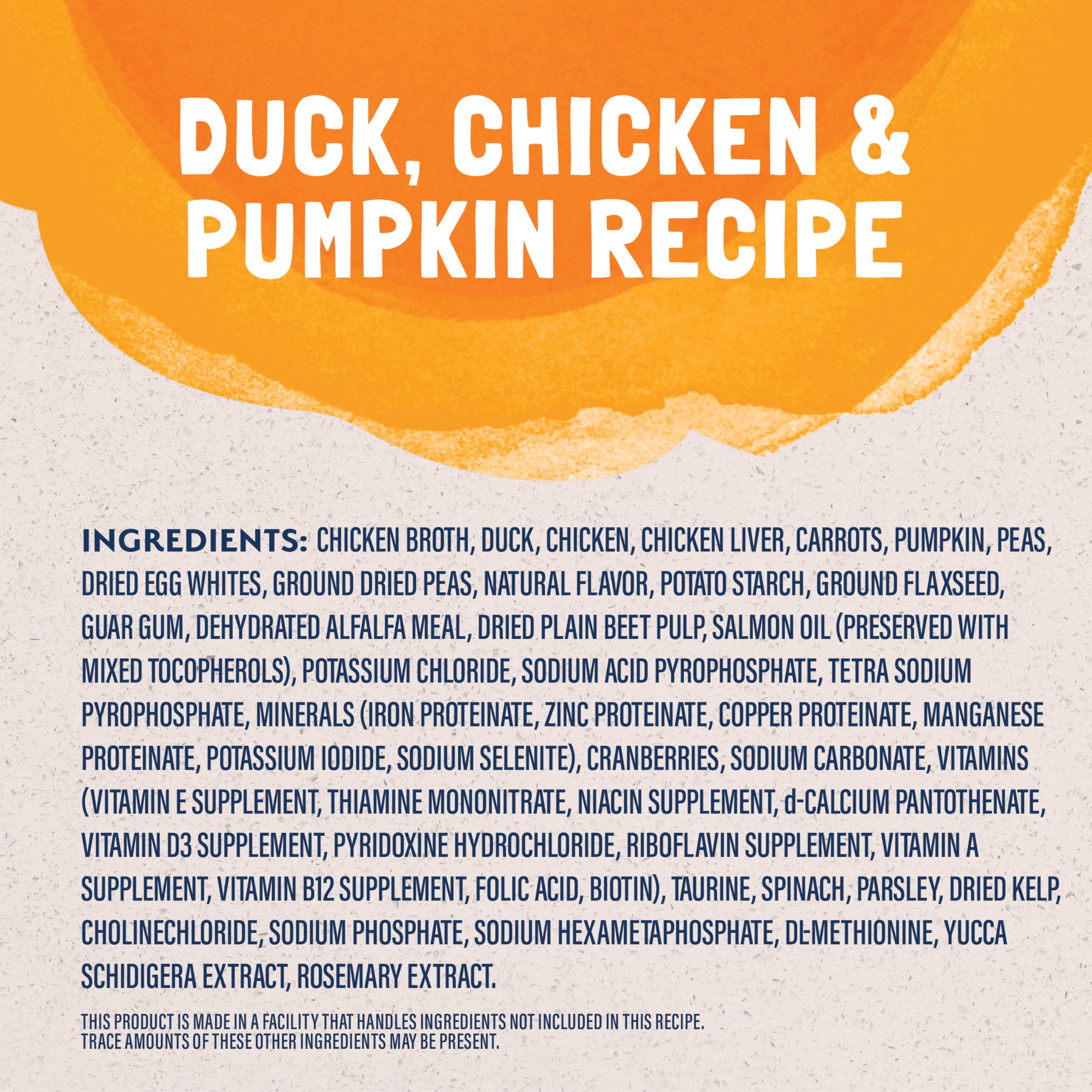 Natural Balance ingredients with peas and carrots for fiber and flavor.