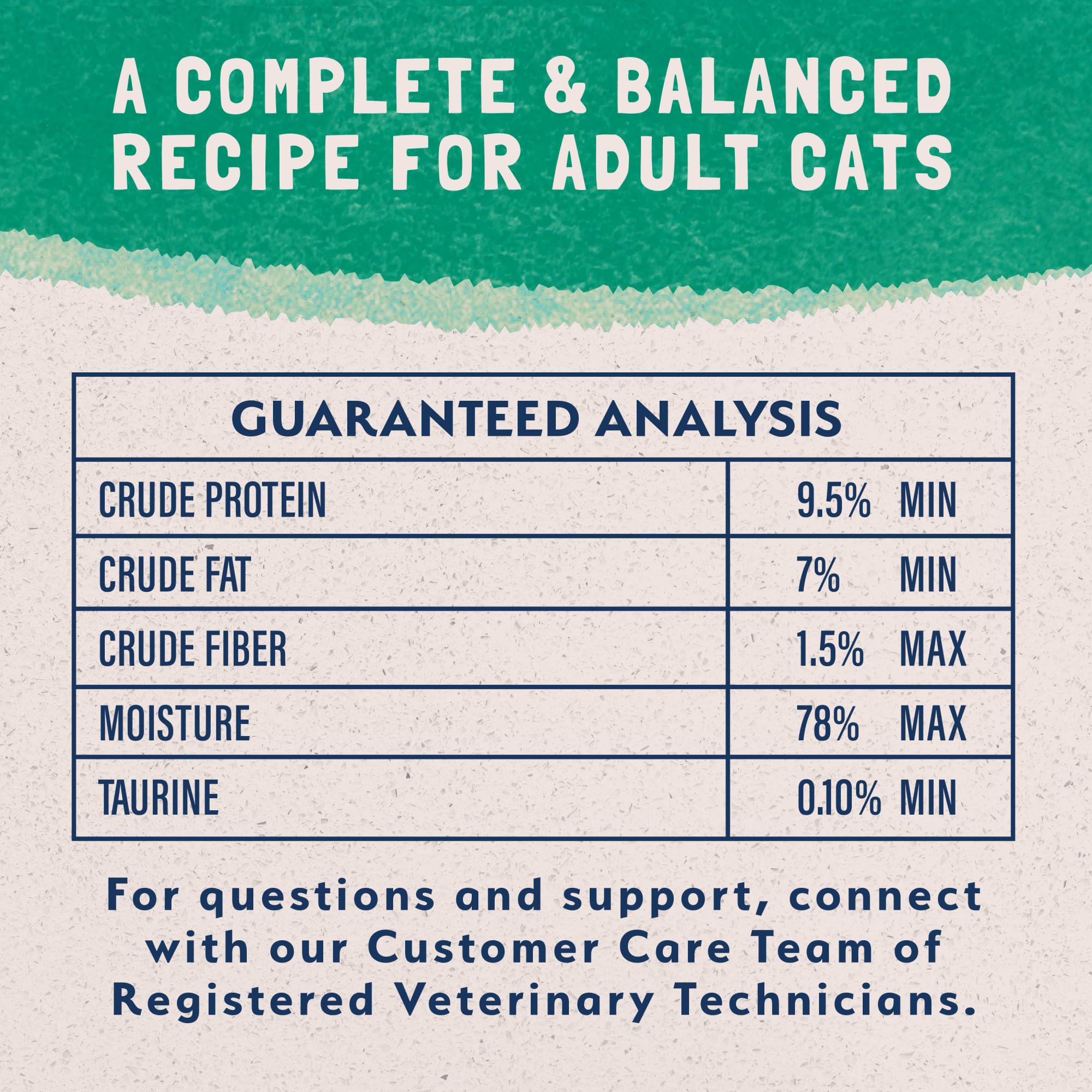 Natural Balance Original wet cat food taurine detail underscoring heart health support