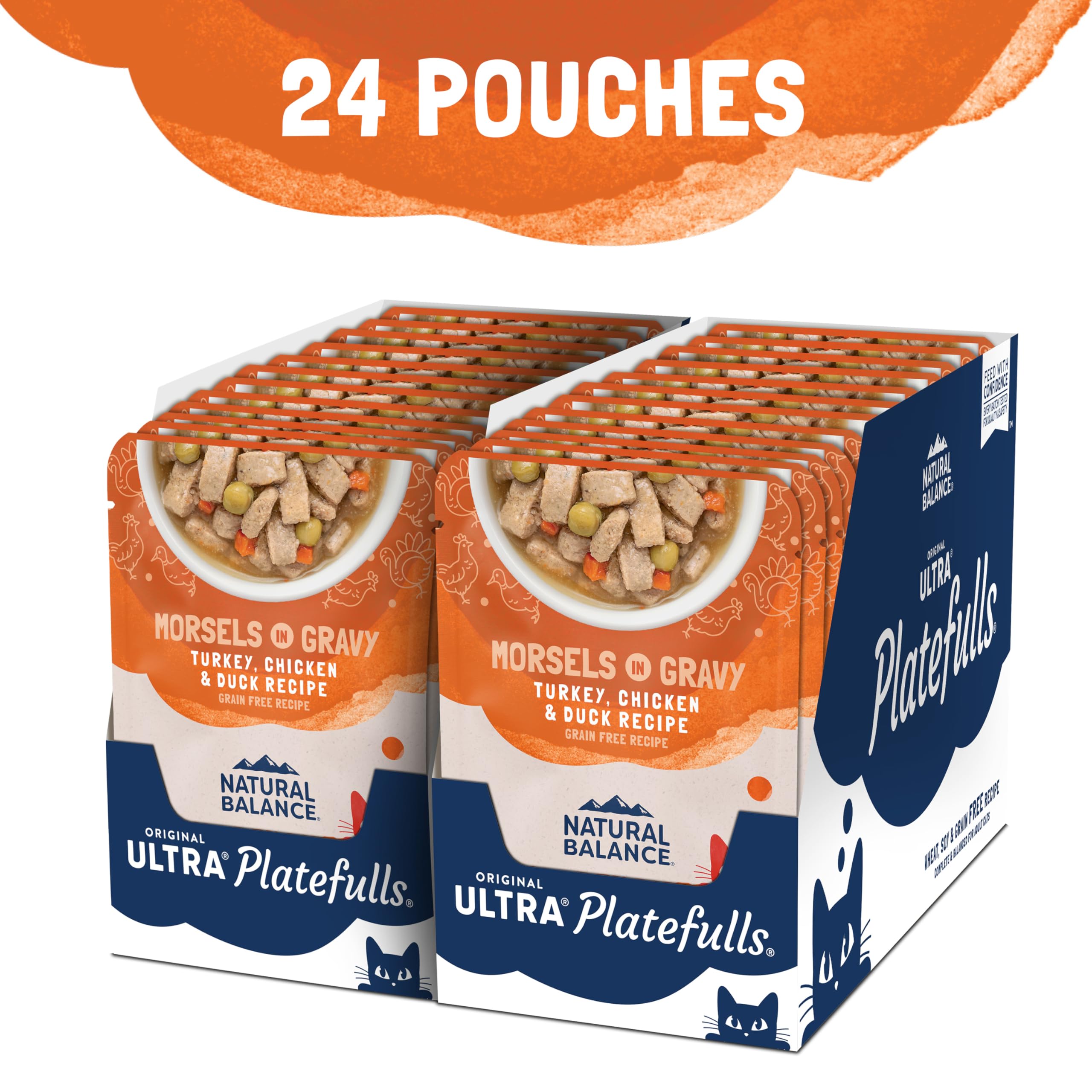 Natural Balance Platefulls 24-pack pouches designed for convenient daily feeding.