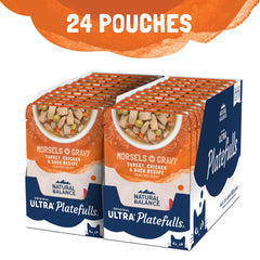Natural Balance Platefulls 24-pack pouches designed for convenient daily feeding.