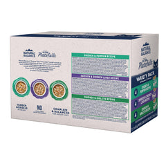 Natural Balance Platefulls chicken giblets entree, showcasing variety within the pack.