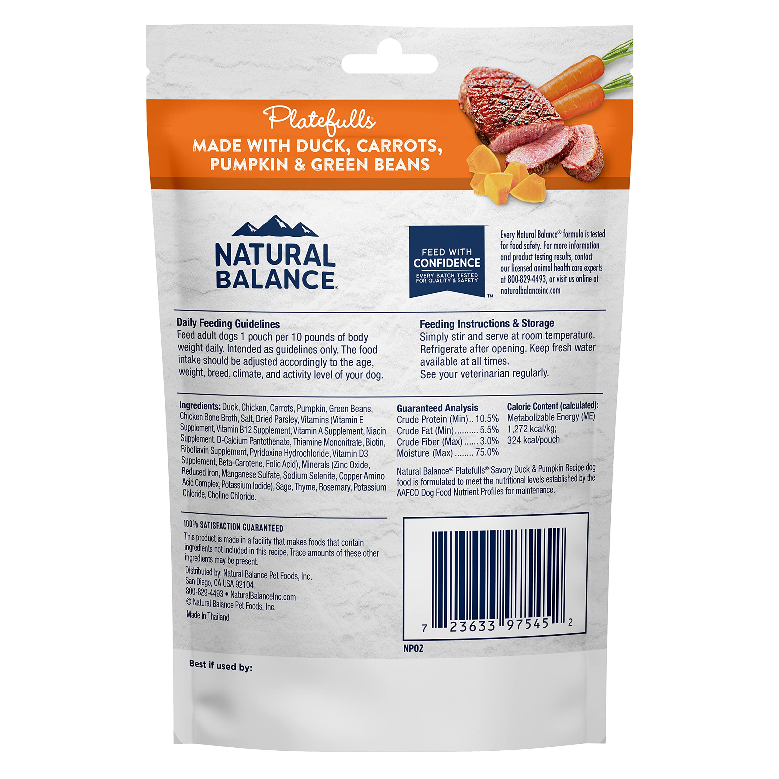 Natural Balance Platefulls duck with carrots and green beans ready to eat