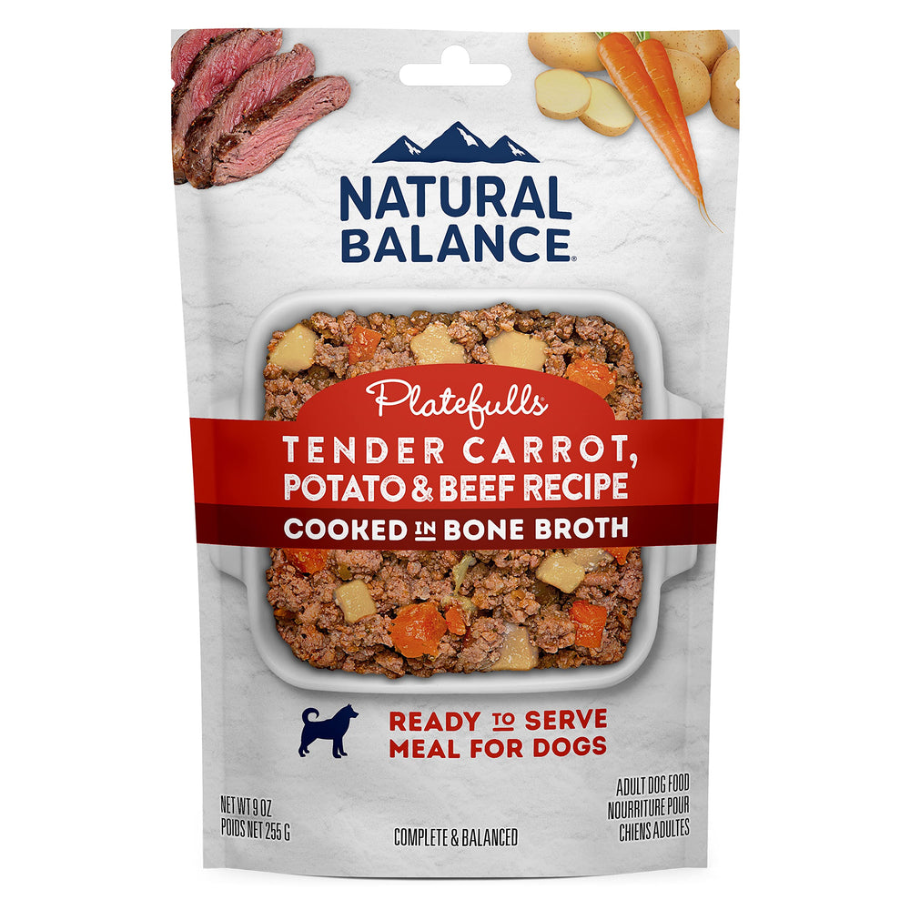Natural Balance Platefulls homestyle beef in bone broth served as a hearty meal