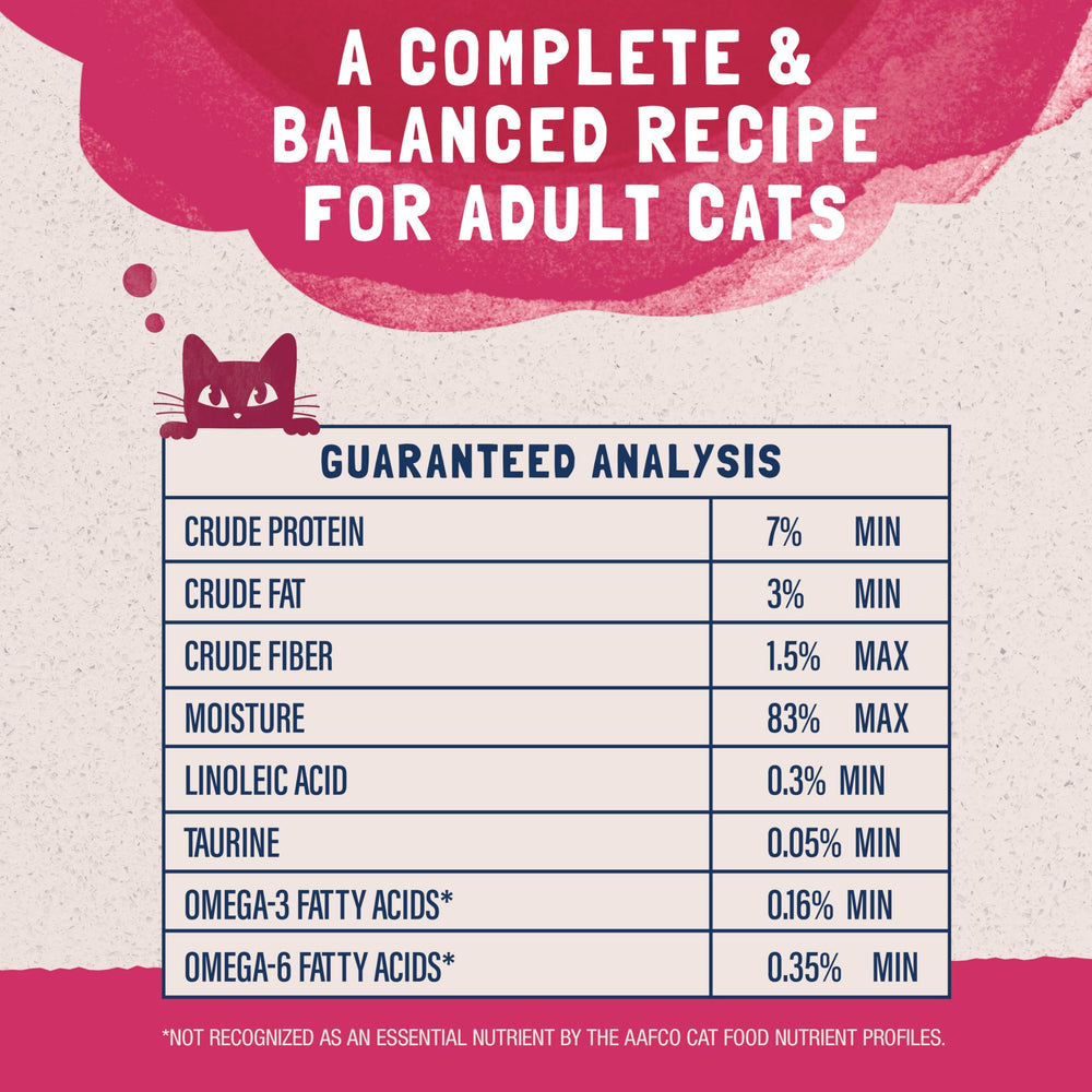 Natural Balance indoor-cat eating scene emphasizes convenient 3-ounce portions.