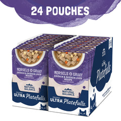 Natural Balance Platefulls Indoor gravy-served meal shown in a bowl appealing to indoor cats.