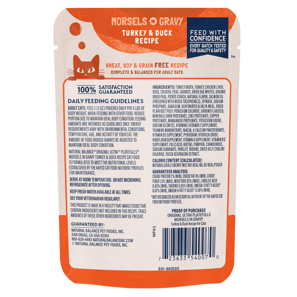 Natural Balance Platefulls vegetables and peas support digestive health in adult cats