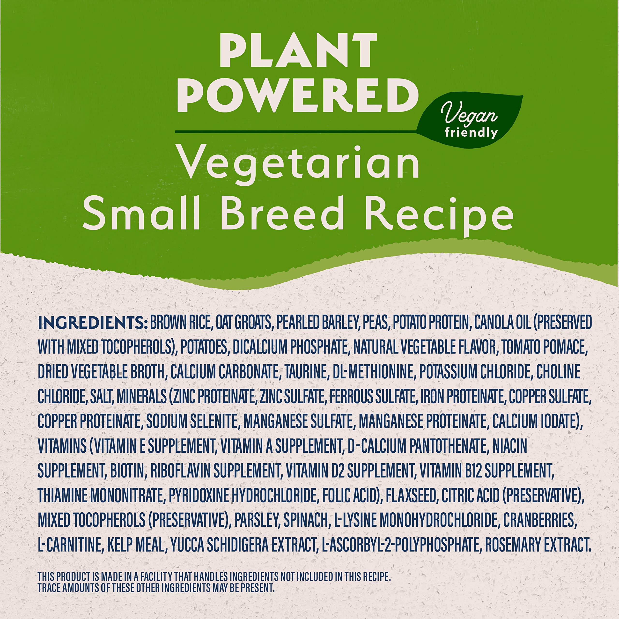 Natural Balance premium plant-based ingredients shown in a simplified recipe.
