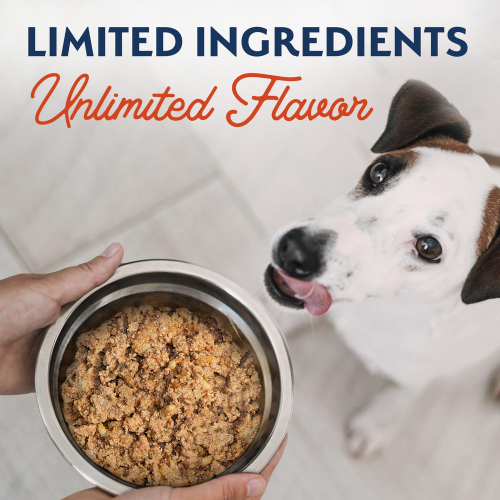 Serving suggestion showing grain-free recipe in a bowl of Natural Balance