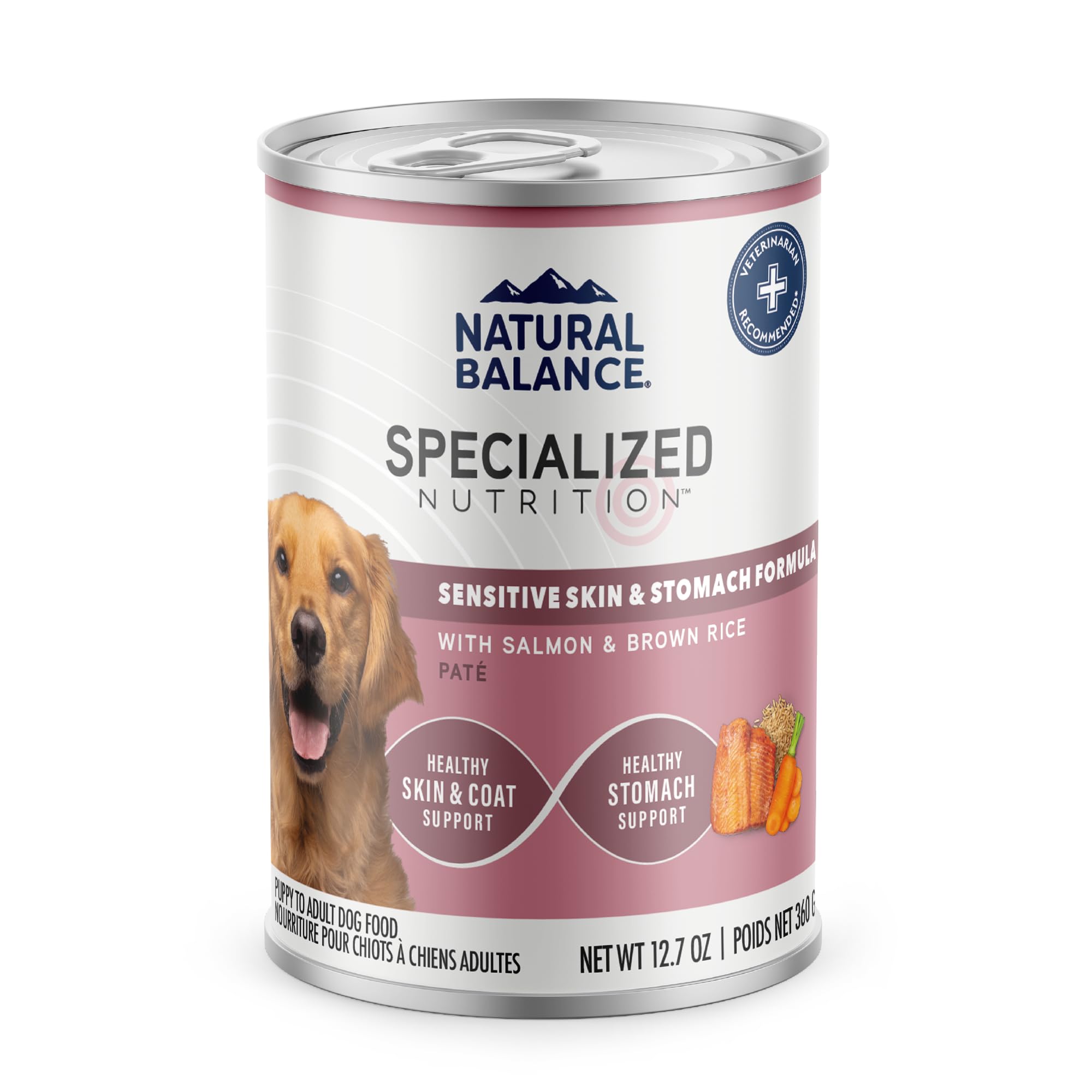 Natural Balance Salmon Brown Rice Entree with real salmon supports digestion.
