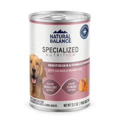 Natural Balance Salmon Brown Rice Entree with real salmon supports digestion.