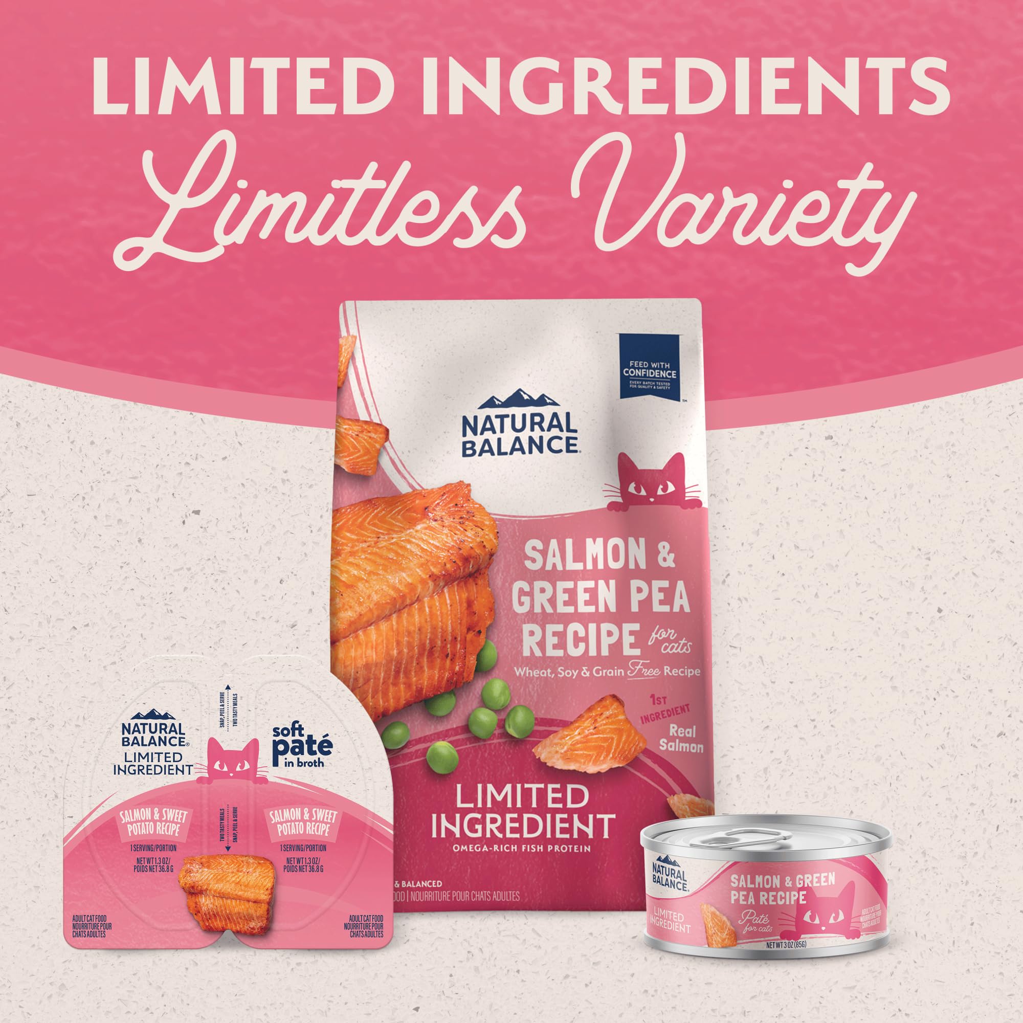 Natural Balance grain-free salmon cat food highlights easy digestion