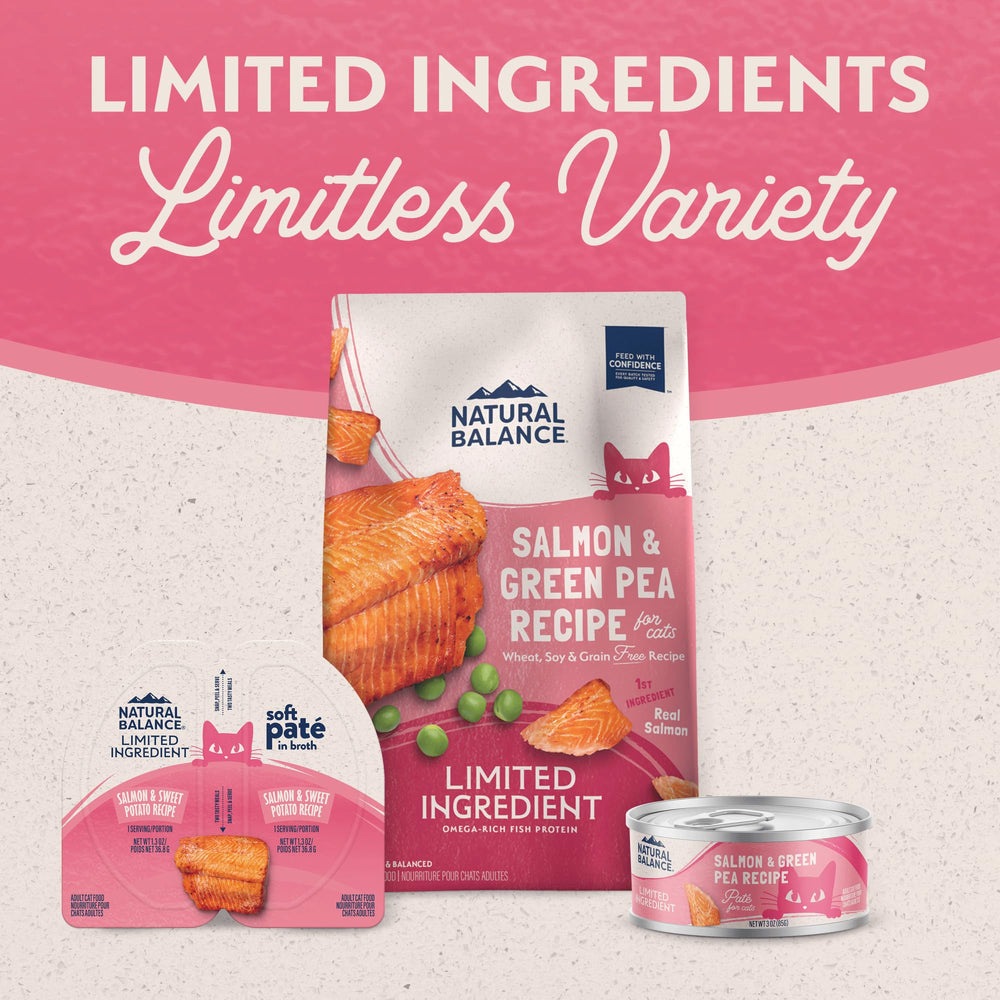 Natural Balance grain-free salmon cat food highlights easy digestion