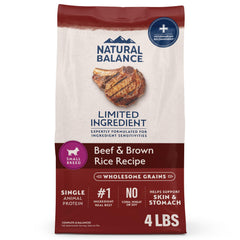 Natural Balance small-breed beef brown rice dry dog food bag for gentle digestion