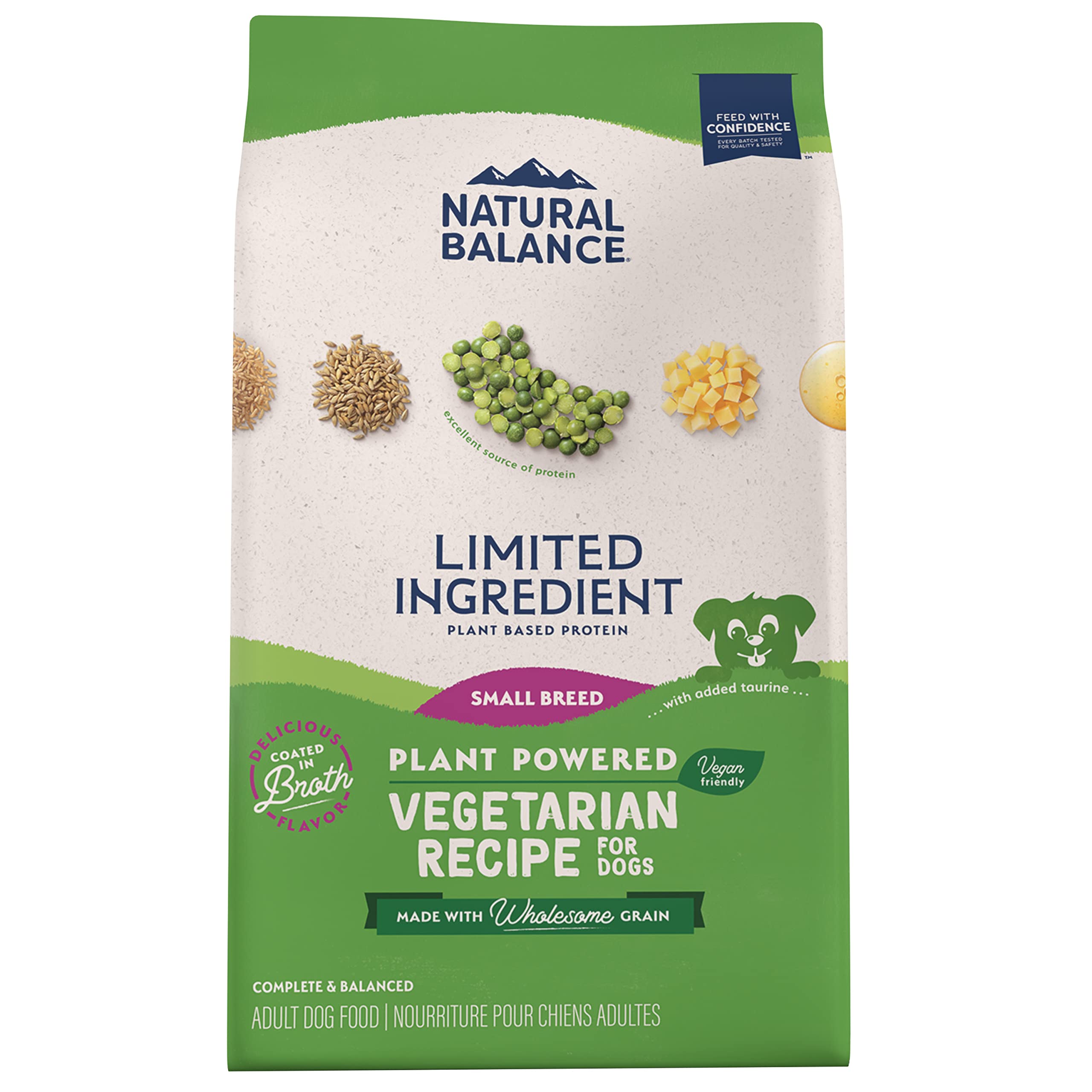 Natural Balance small-breed bites kibble close-up; easy-chew for tiny mouths.