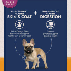 Natural Balance small-breed duck kibble close-up showing single protein emphasis.