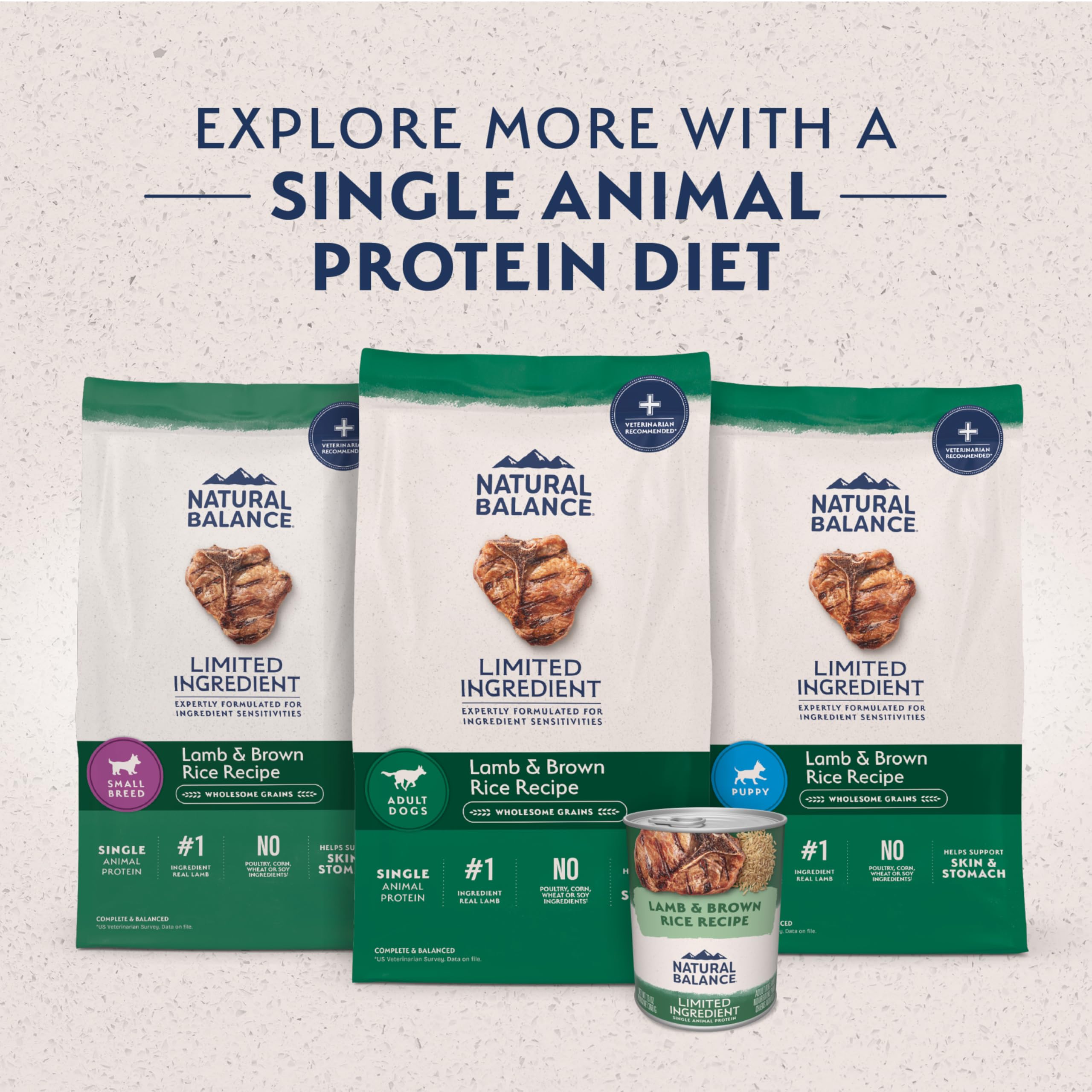 Natural Balance small-breed kibble size designed for comfortable chewing