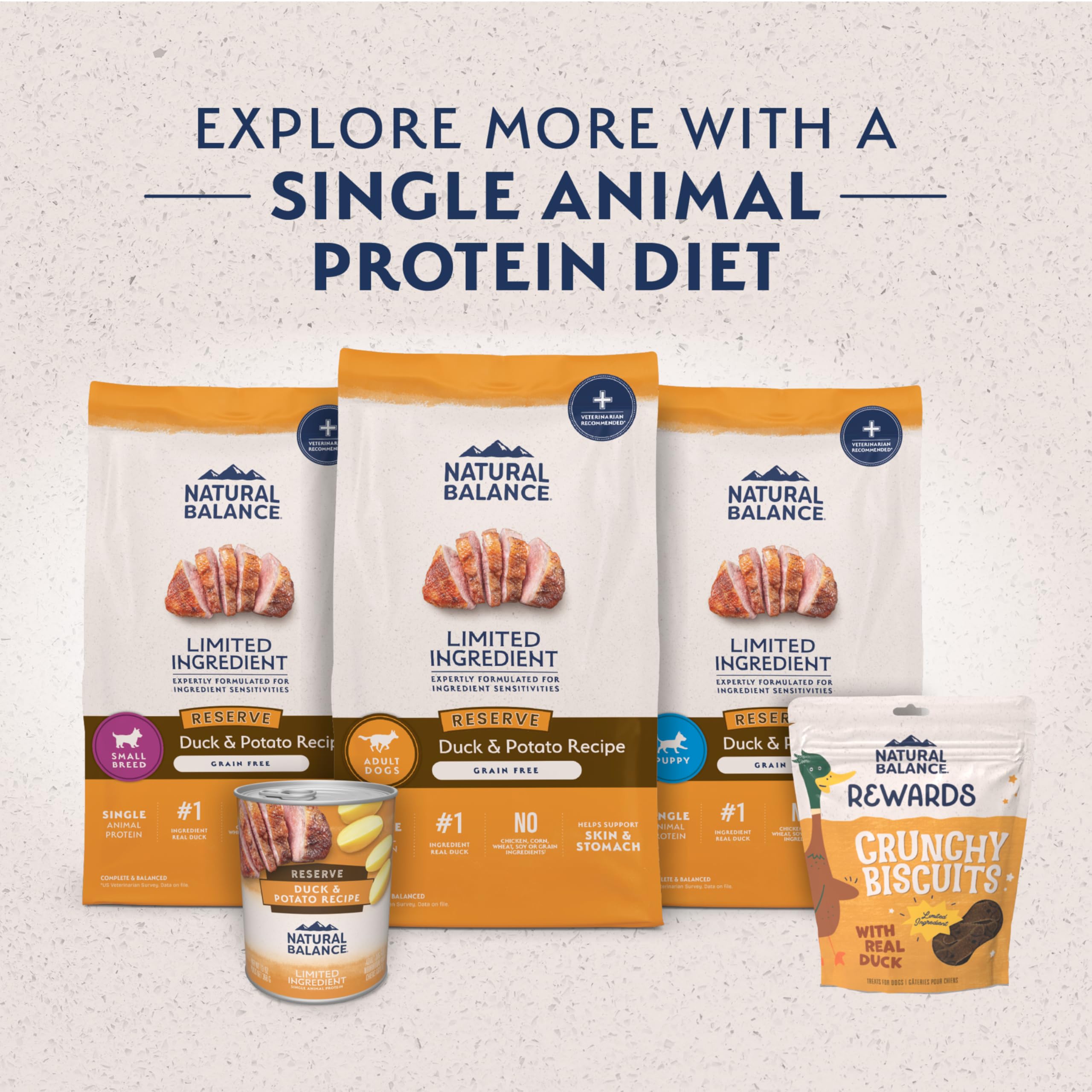 Natural Balance small-breed kibble size supports easy chewing for small dogs.