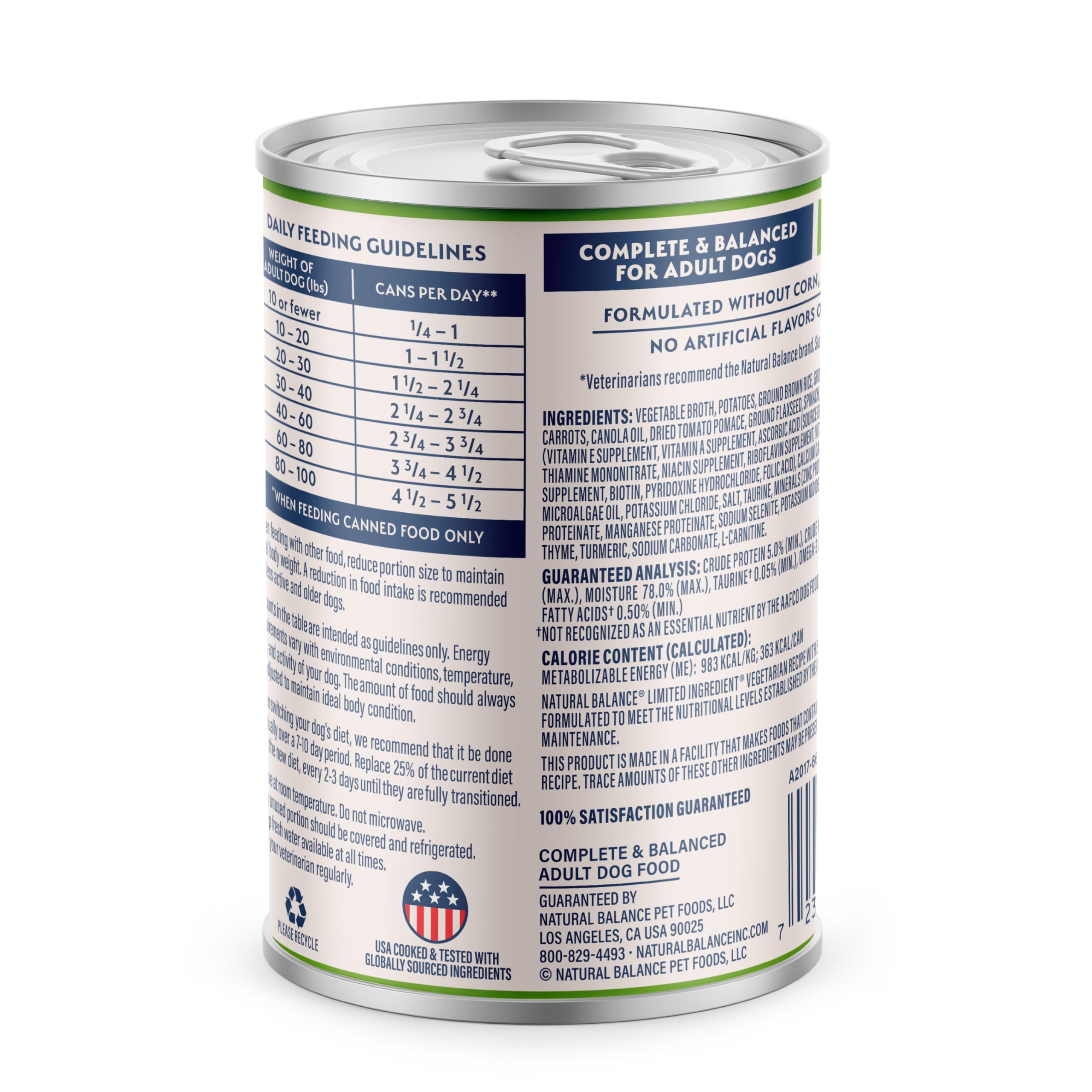 Natural Balance twelve-pack cans display communicates convenient plant-based meals for dogs.