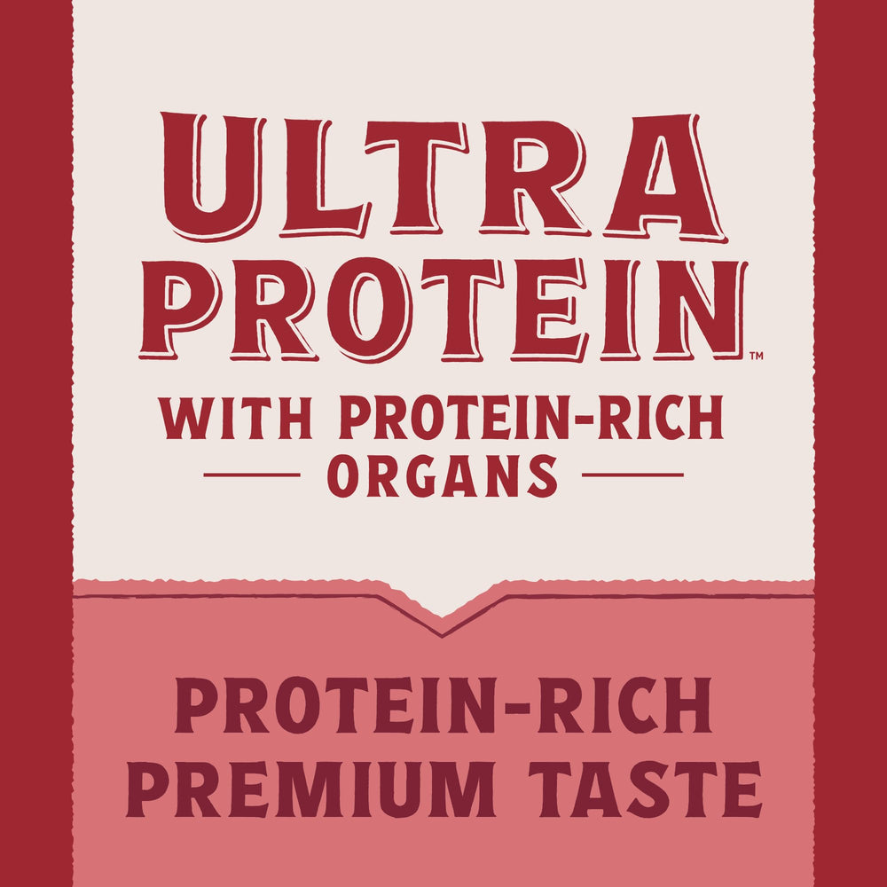 Natural Balance Ultra Protein featuring chicken liver and hearts for rich flavor.