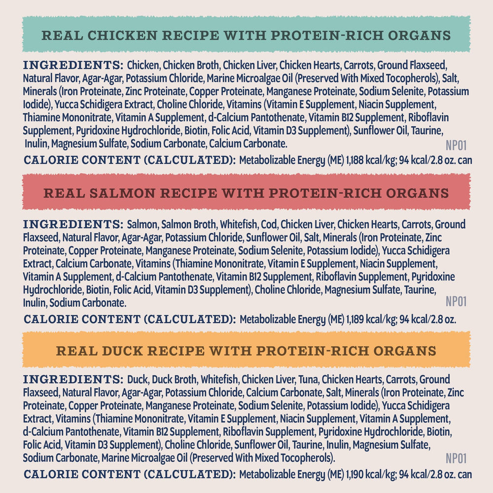 Display of Natural Balance Ultra Protein pate variety showing three flavors.