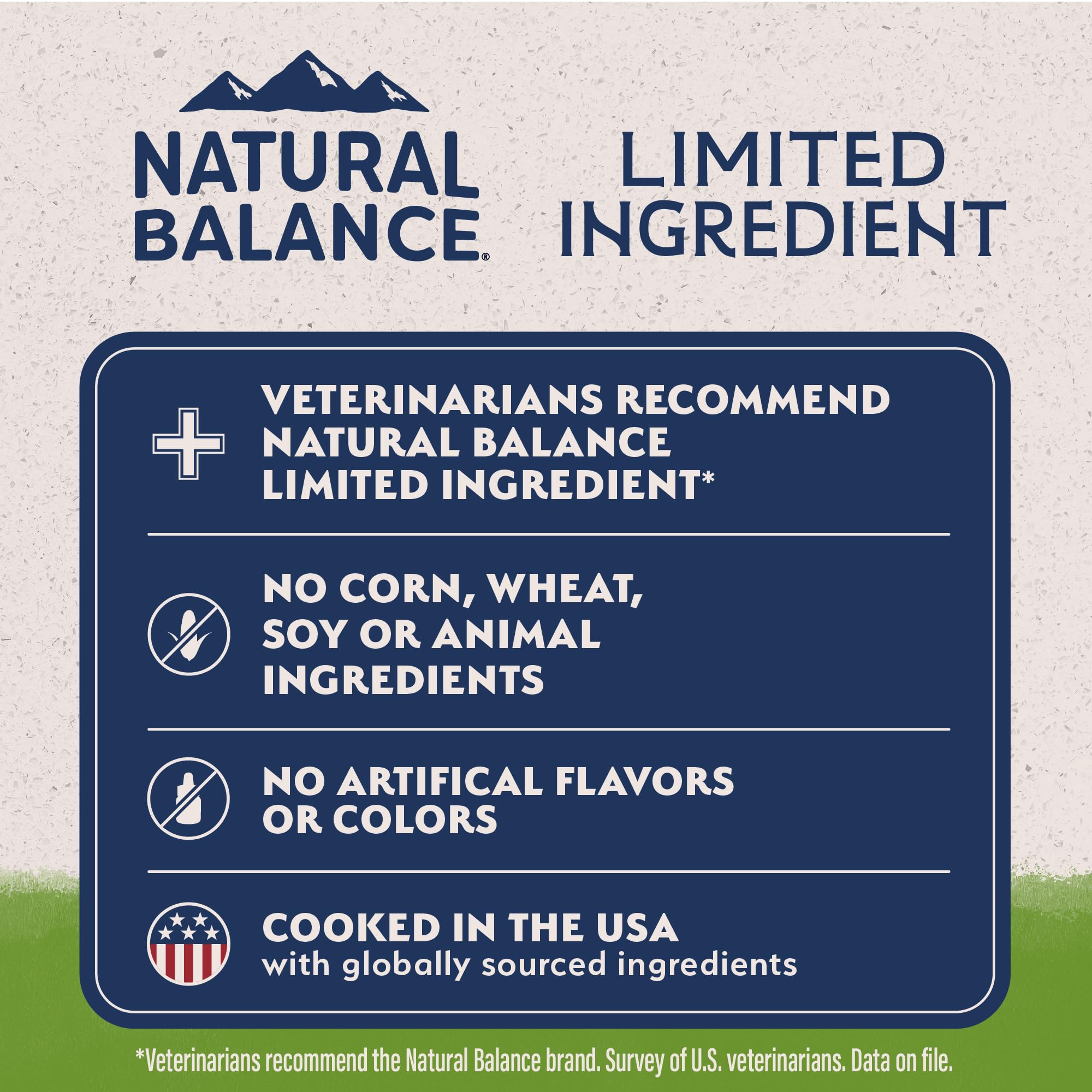 Natural Balance vegan dog food ingredients close-up showing peas