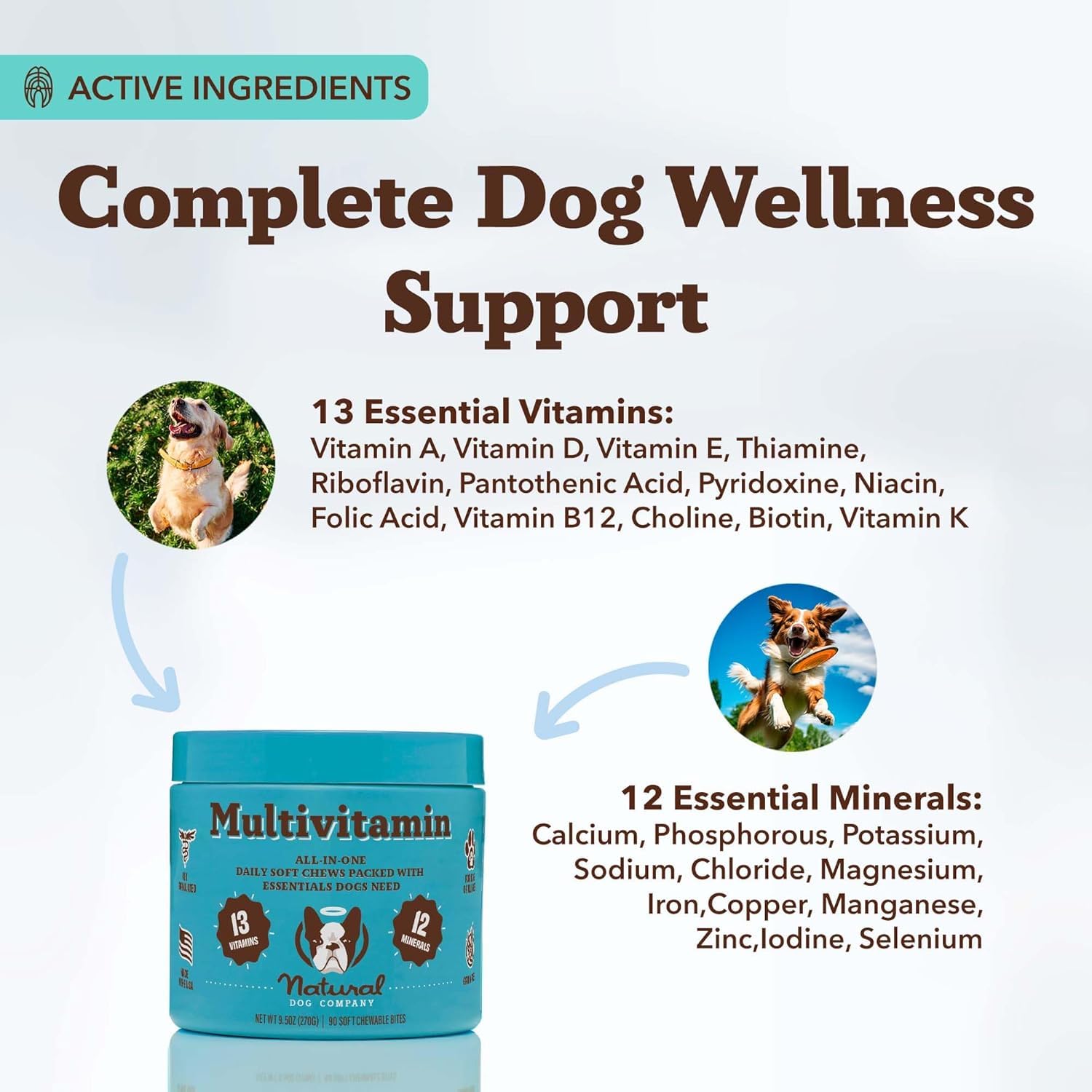 Natural Dog Company 25-in-1 soft chews puppy serving size on label