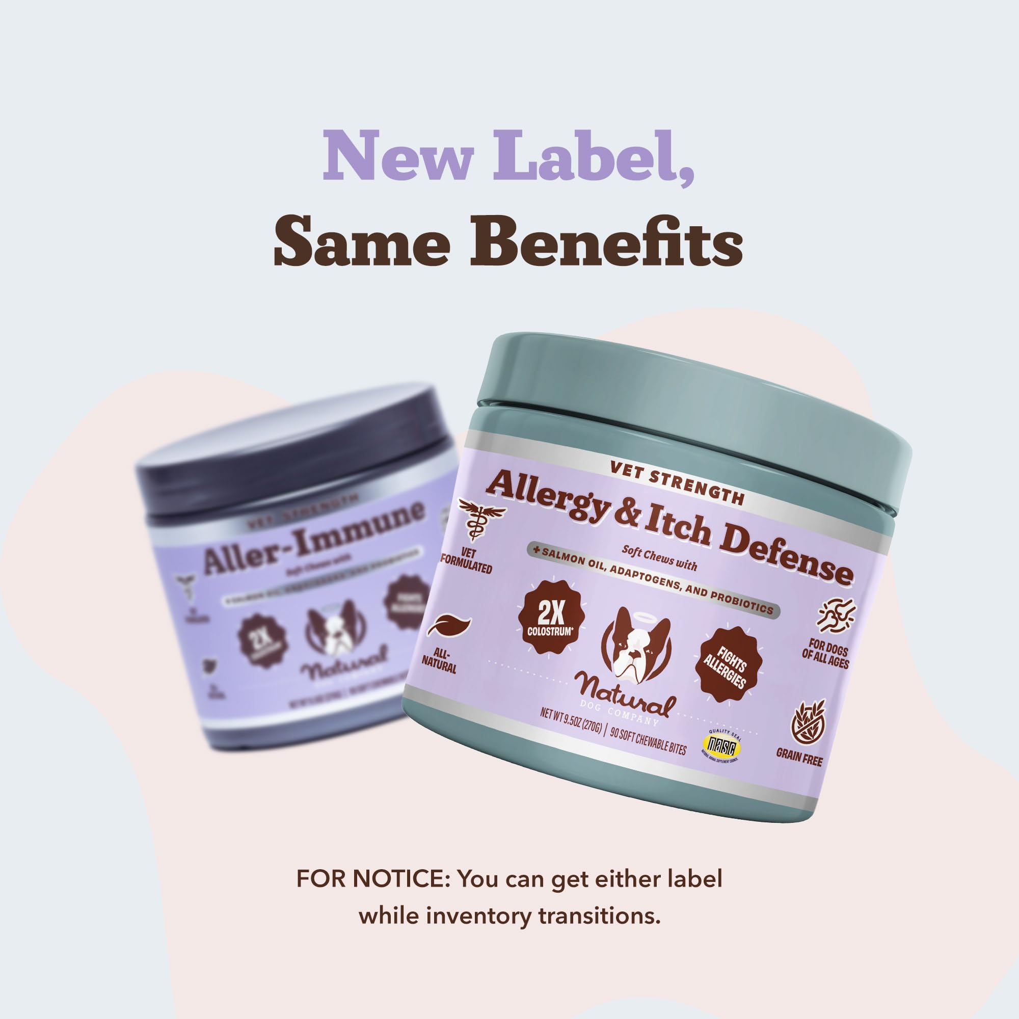 Natural Dog Company Allergy Chews NASC seal close-up for trusted quality