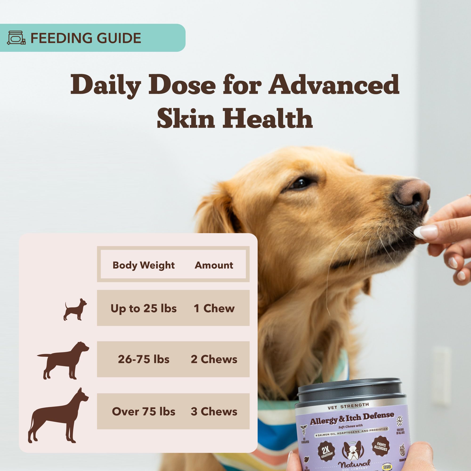 Natural Dog Company Allergy Chews pack shot displaying entire product