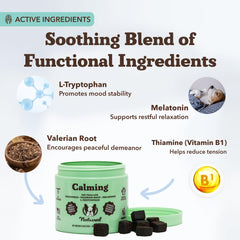 Chamomile botanical illustration for Natural Dog Company calming chews highlights soothing aroma.