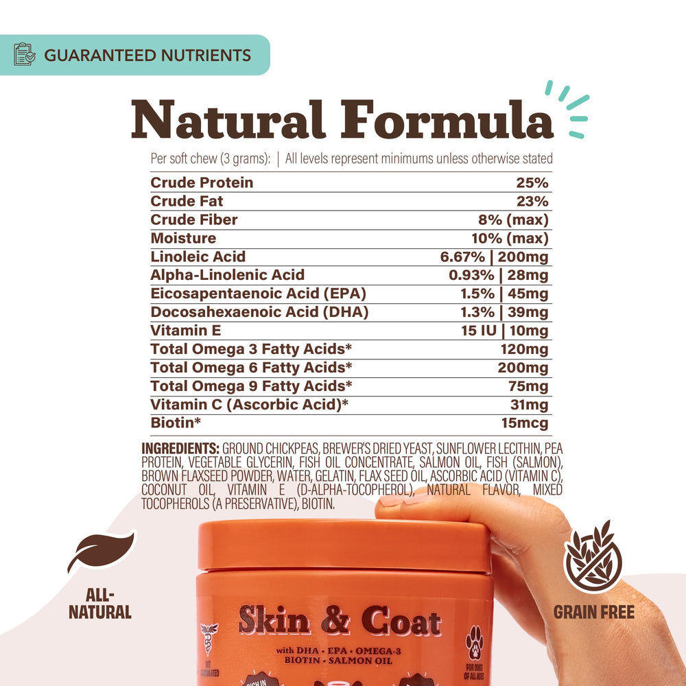 Natural Dog Company clean formula image showing grain-free, no artificial colors