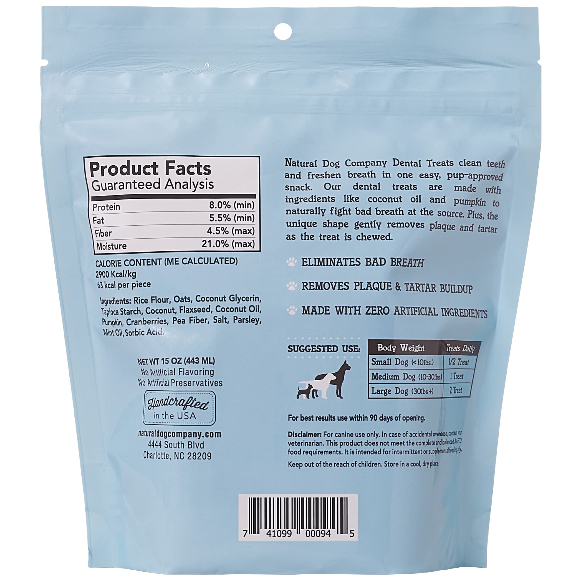 Natural Dog Company dental chews for daily use encouraging healthy chewing.