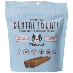 Natural Dog Company dental chews packaging for easy daily oral care.