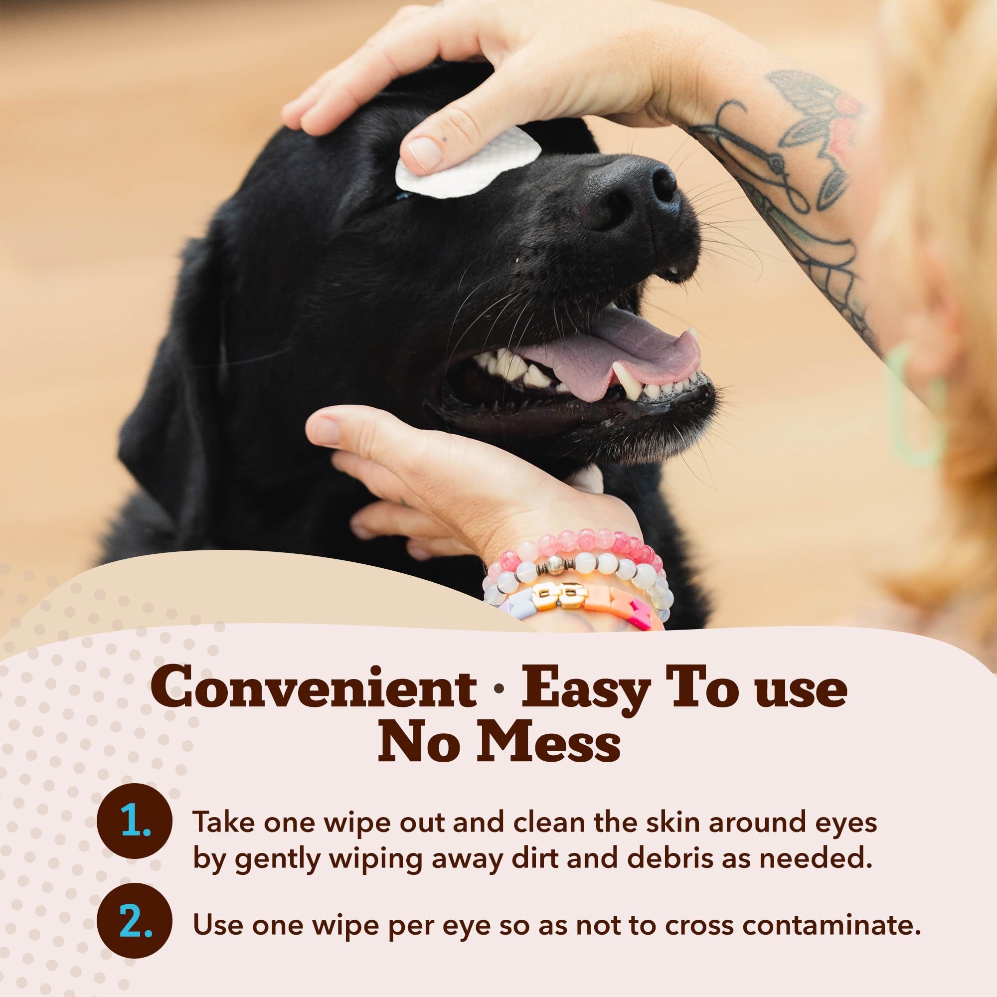 Natural Dog Company eye wipes with Aloe Vera soothe sensitive eyes during cleaning