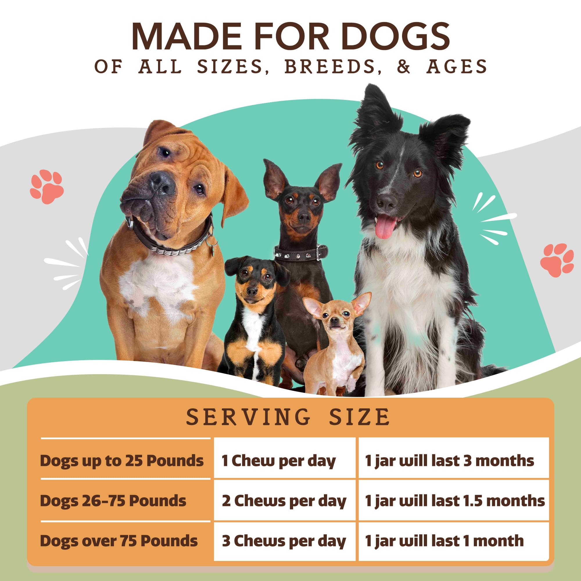 Natural Dog Company hip-joint chew on scale, suggesting measured daily portions.