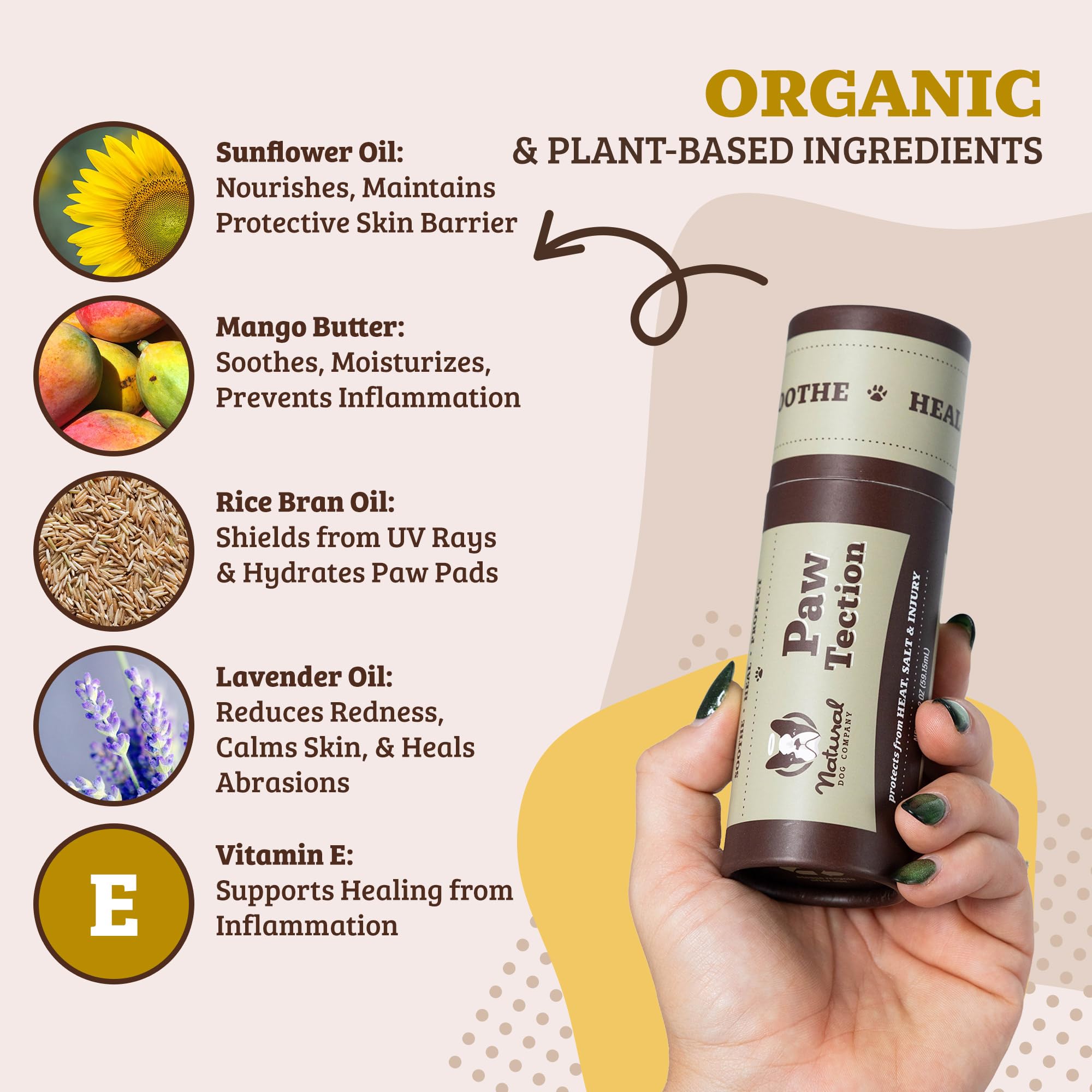 Natural Dog Company Pawtection Balm on paw demonstrates moisture and barrier formation.