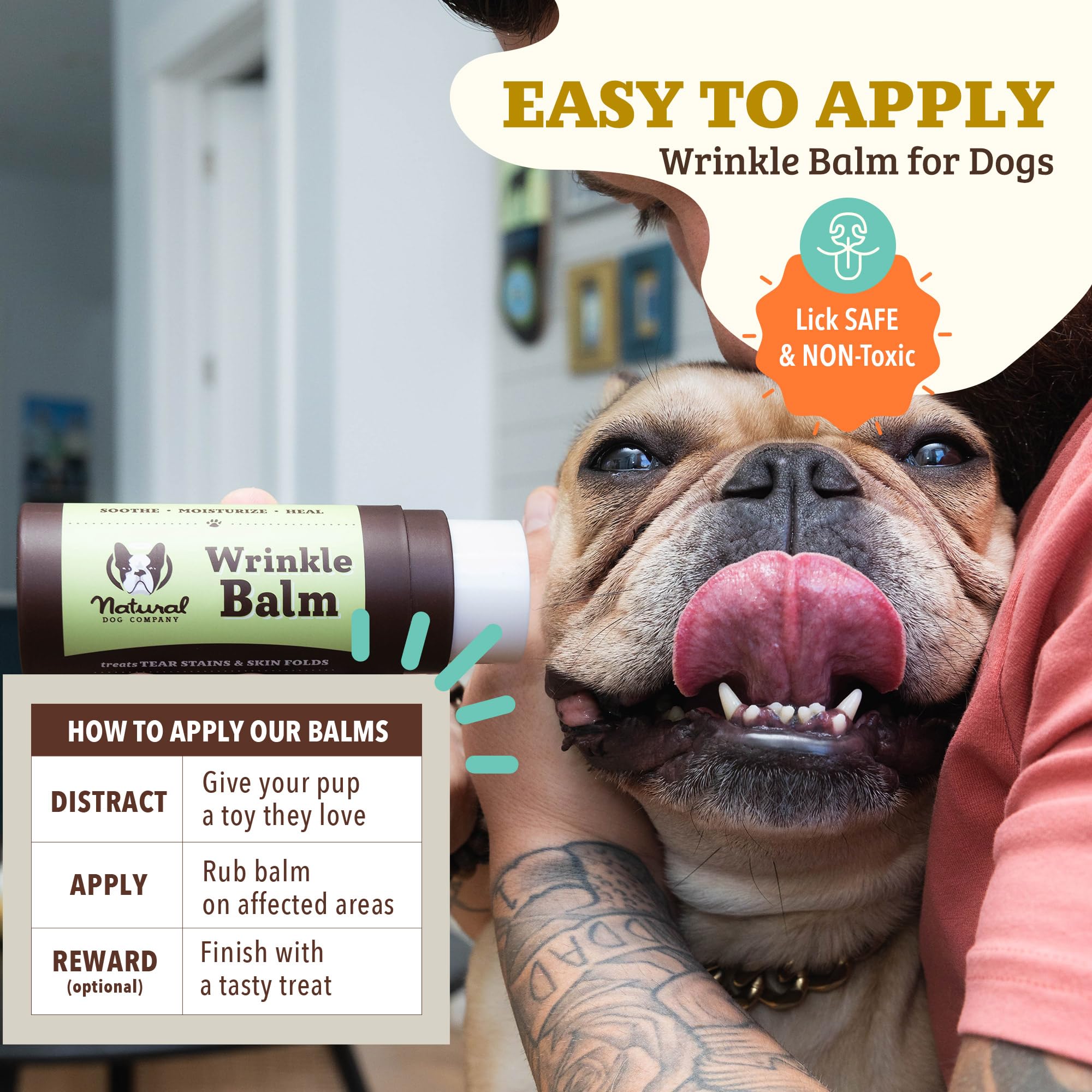 Natural Dog Company plant-based wrinkle paste for sensitive facial folds.