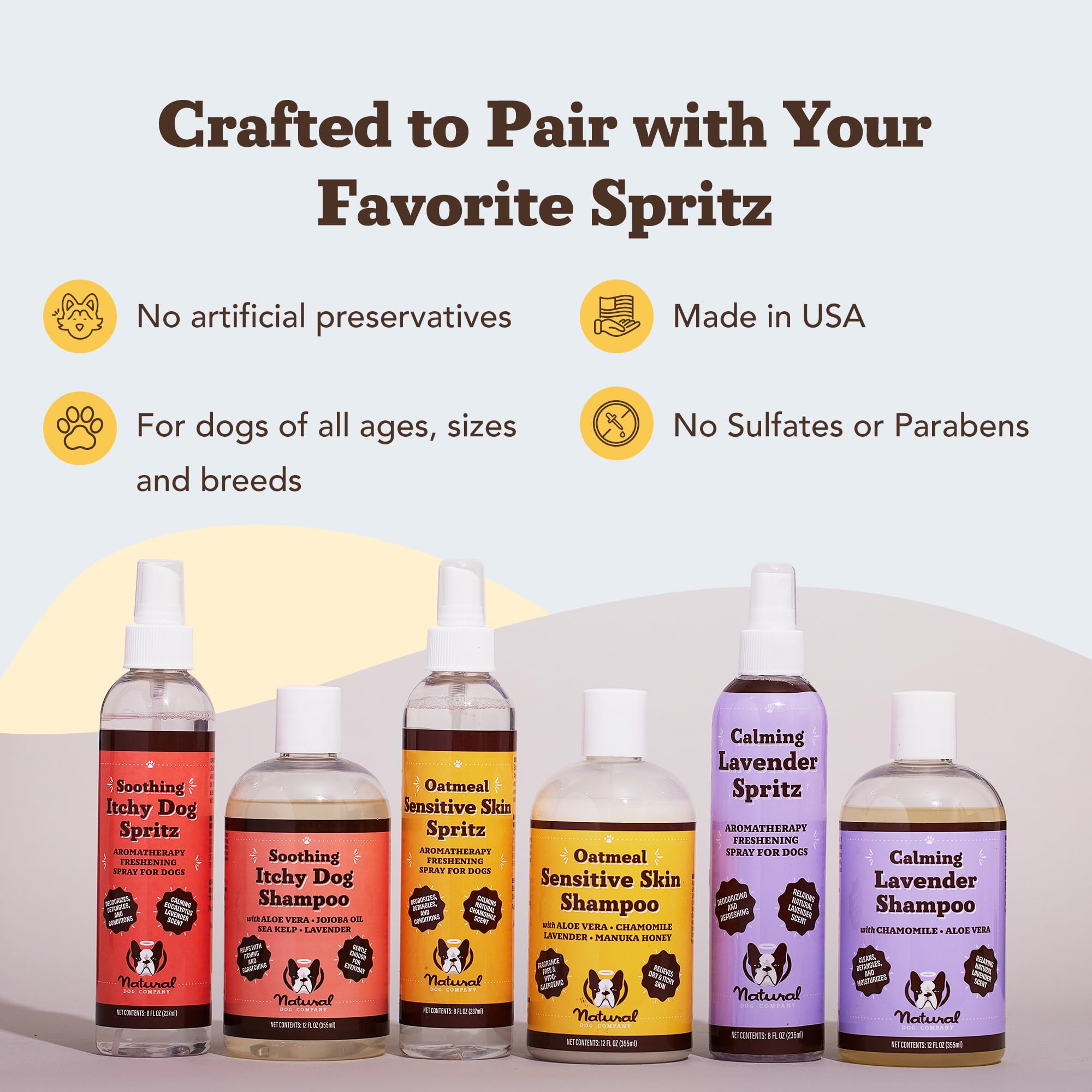 Natural Dog Company puppy-to-senior grooming image highlighting versatile use.