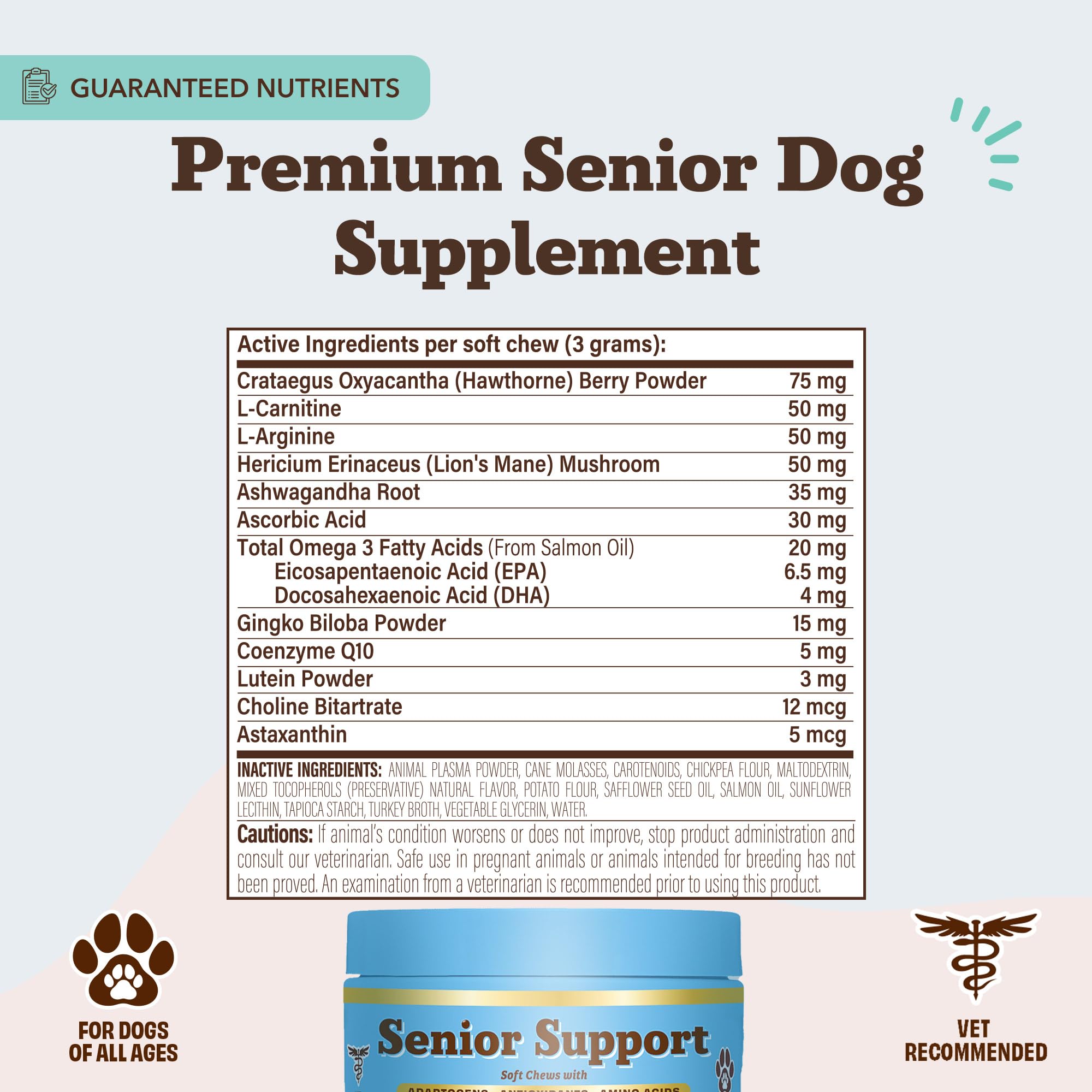 Natural Dog Company Senior Dog Vitamins Chew CoQ10—supports energy and heart function.