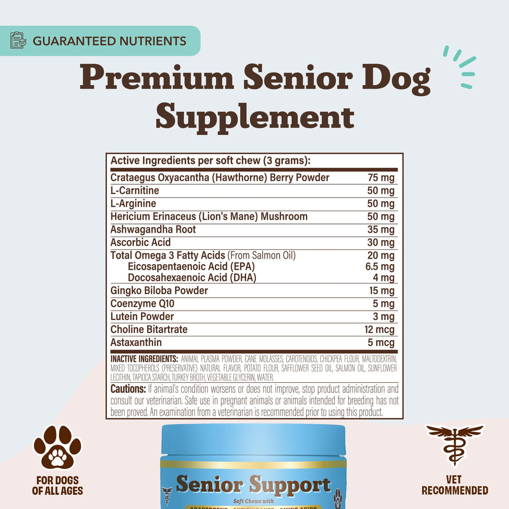 Natural Dog Company Senior Dog Vitamins Chew CoQ10—supports energy and heart function.