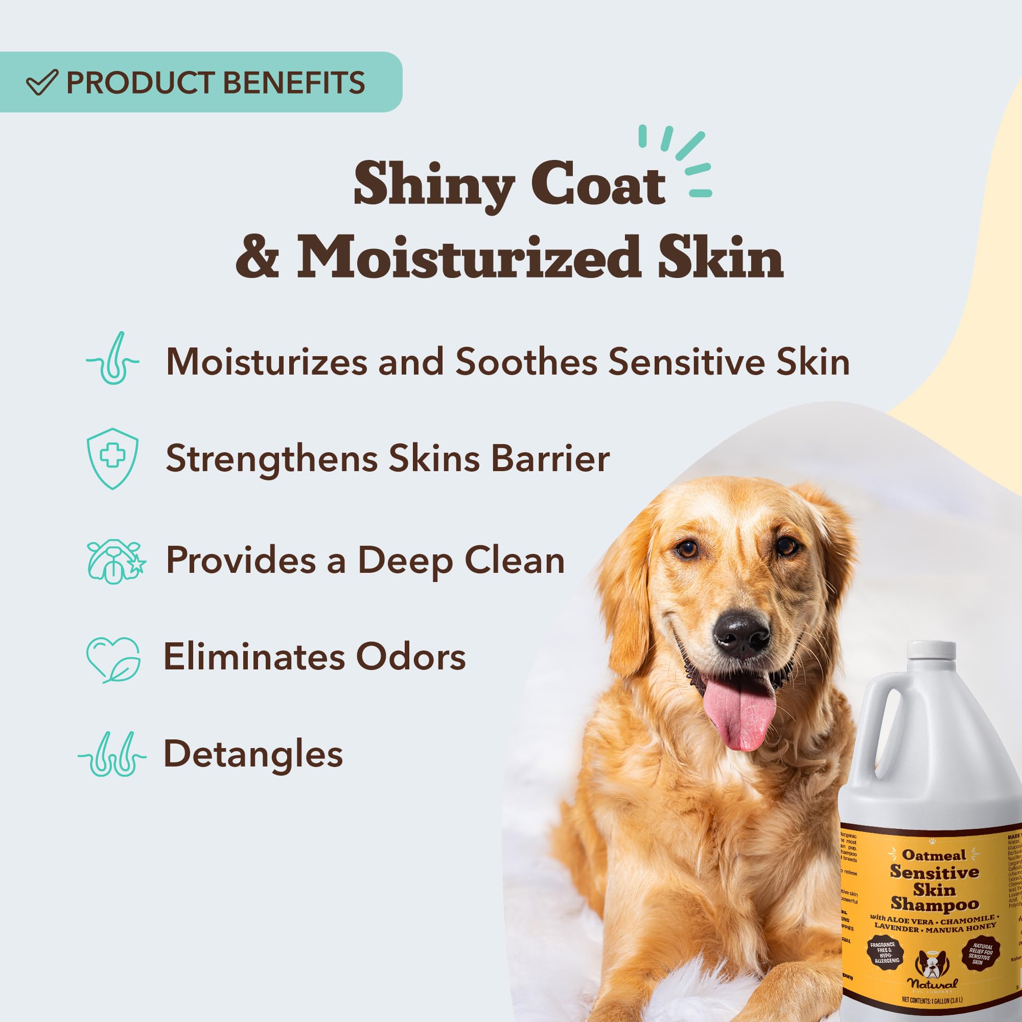 Groomer-focused scene with Natural Dog Company Sensitive Skin Shampoo in use