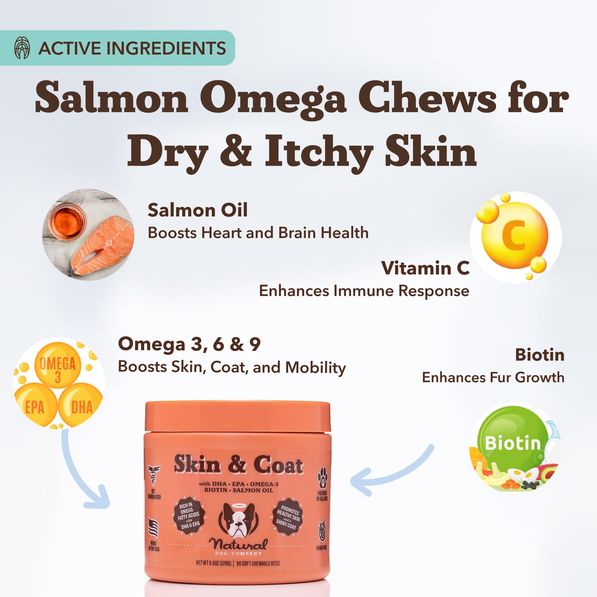 Natural Dog Company skin hydration closeup emphasizing supple skin texture