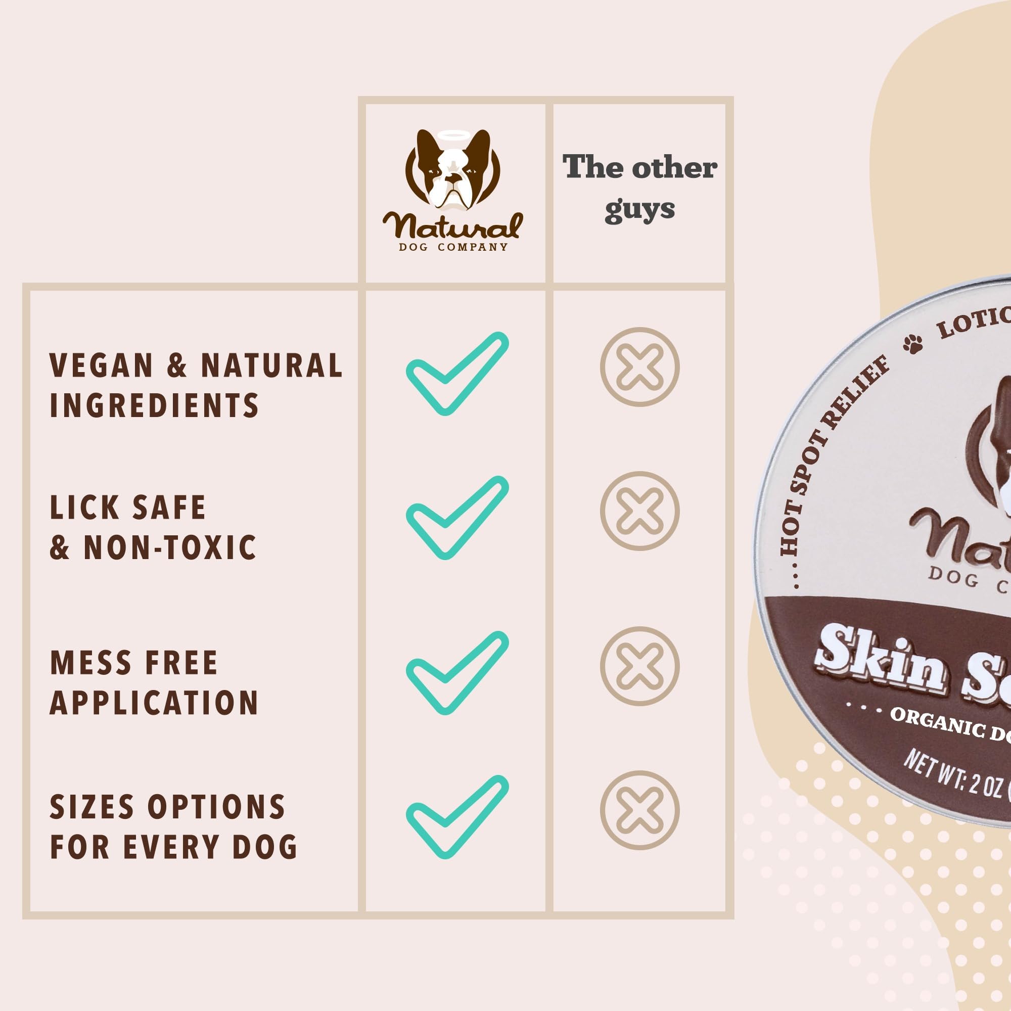 Packaging close-up of Natural Dog Company Skin Soother Balm tin