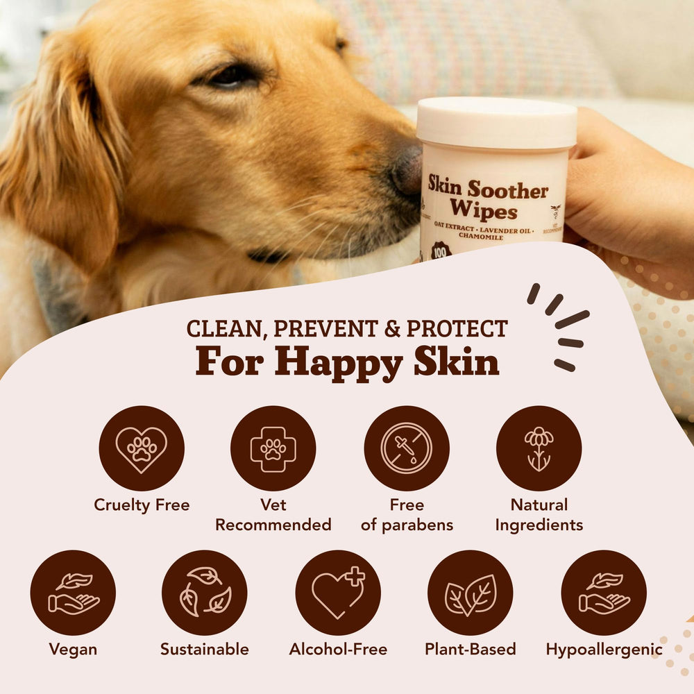Natural Dog Company Skin Soother Wipes close-up showing texture.
