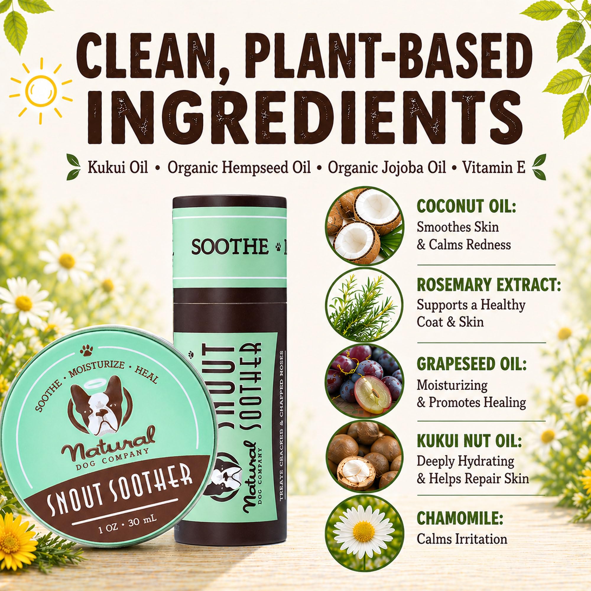 Natural Dog Company Snout Soother texture closeup shows thick, nourishing formula.
